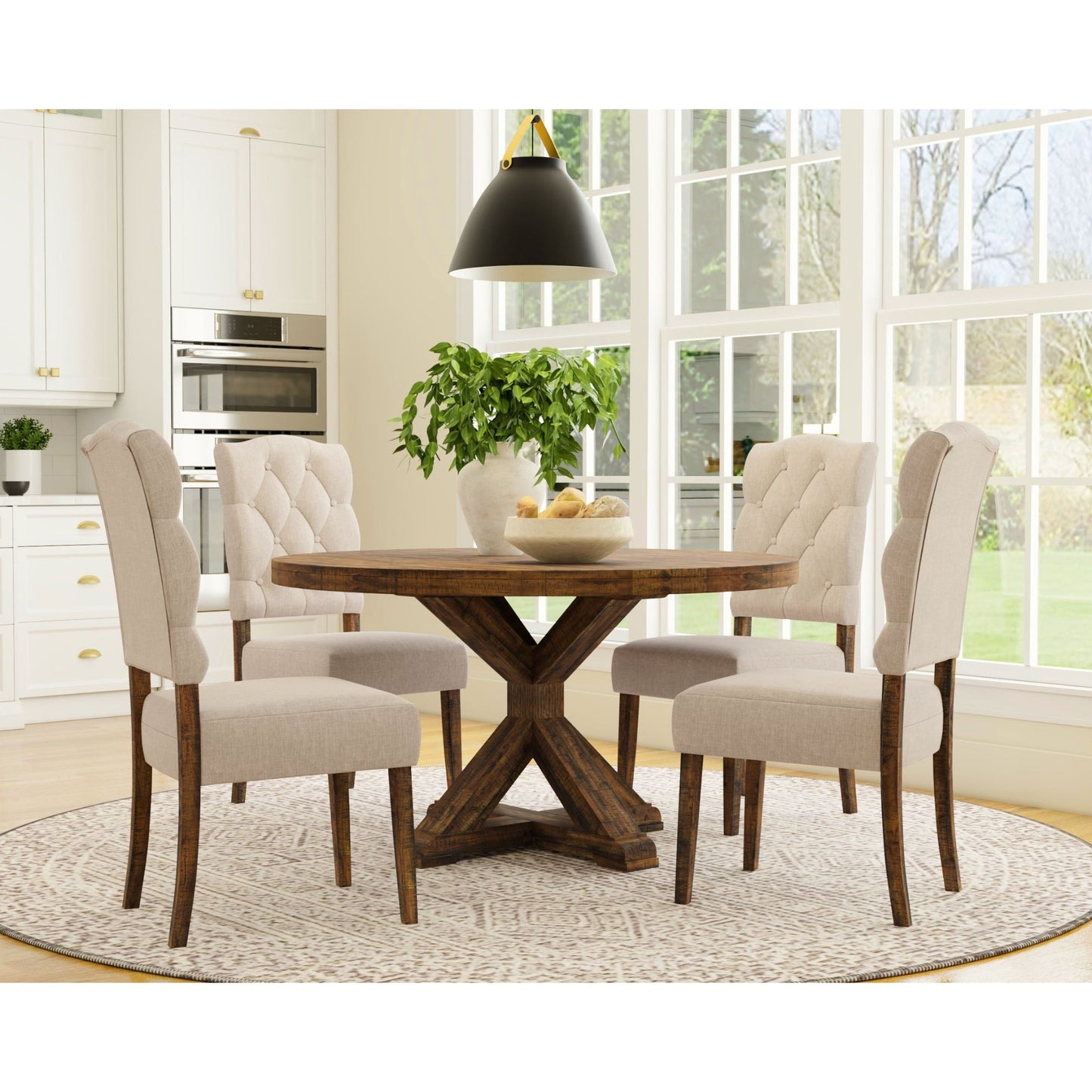 Newberry Round Dining Table, Medium Brown