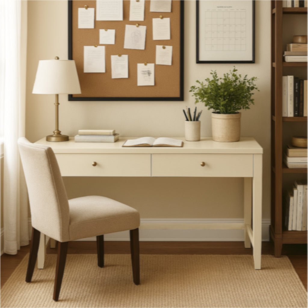 Avery Writing Desk, Coconut Milk - Alpine Furniture