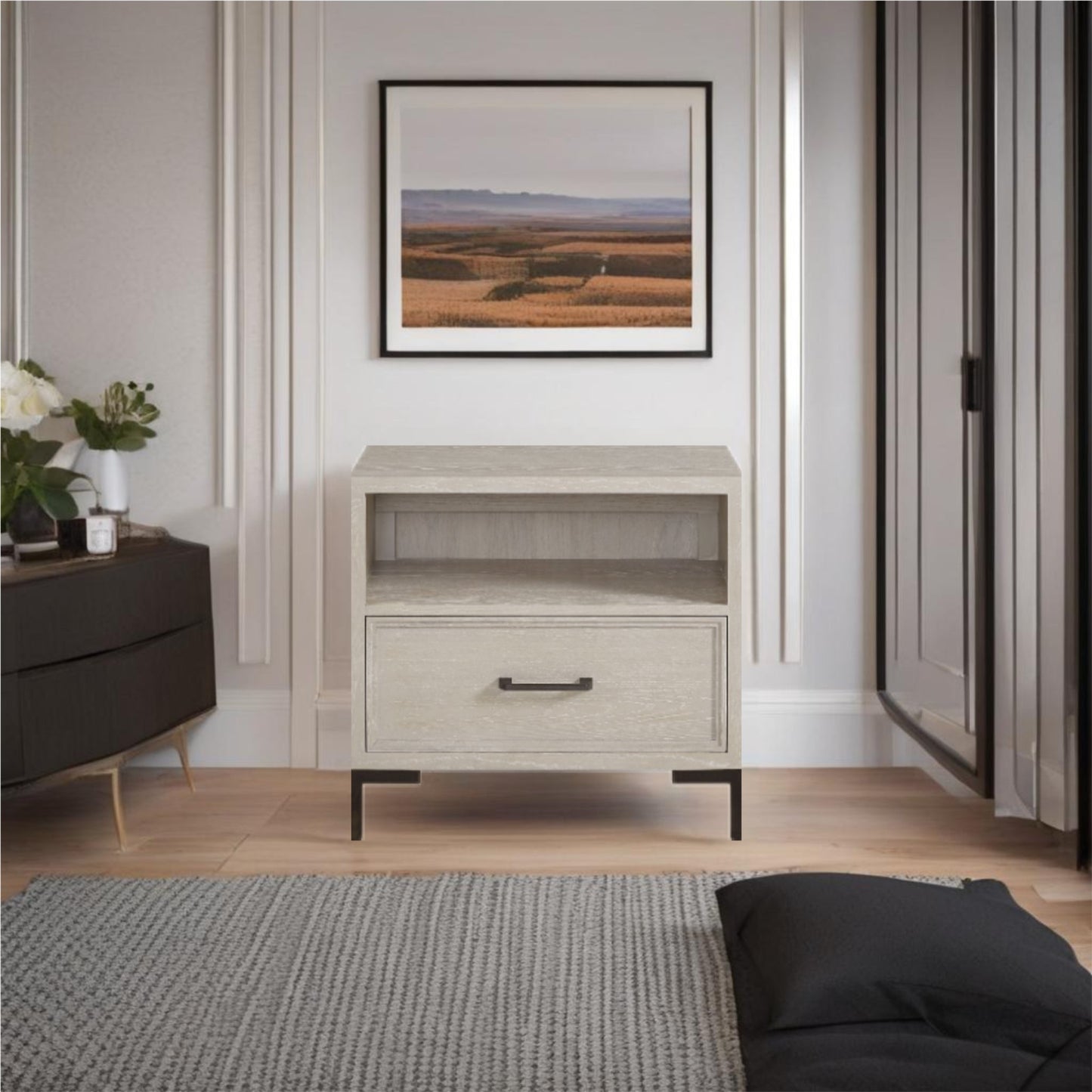 Bradley Nightstand, Antique White - Alpine Furniture