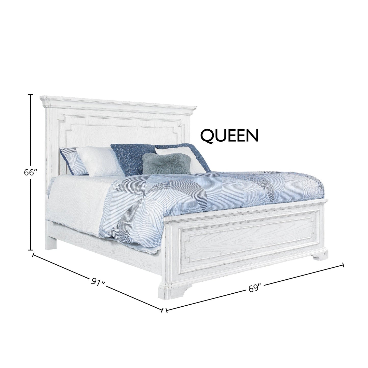 Clara Panel Bed, White Mist - Alpine Furniture