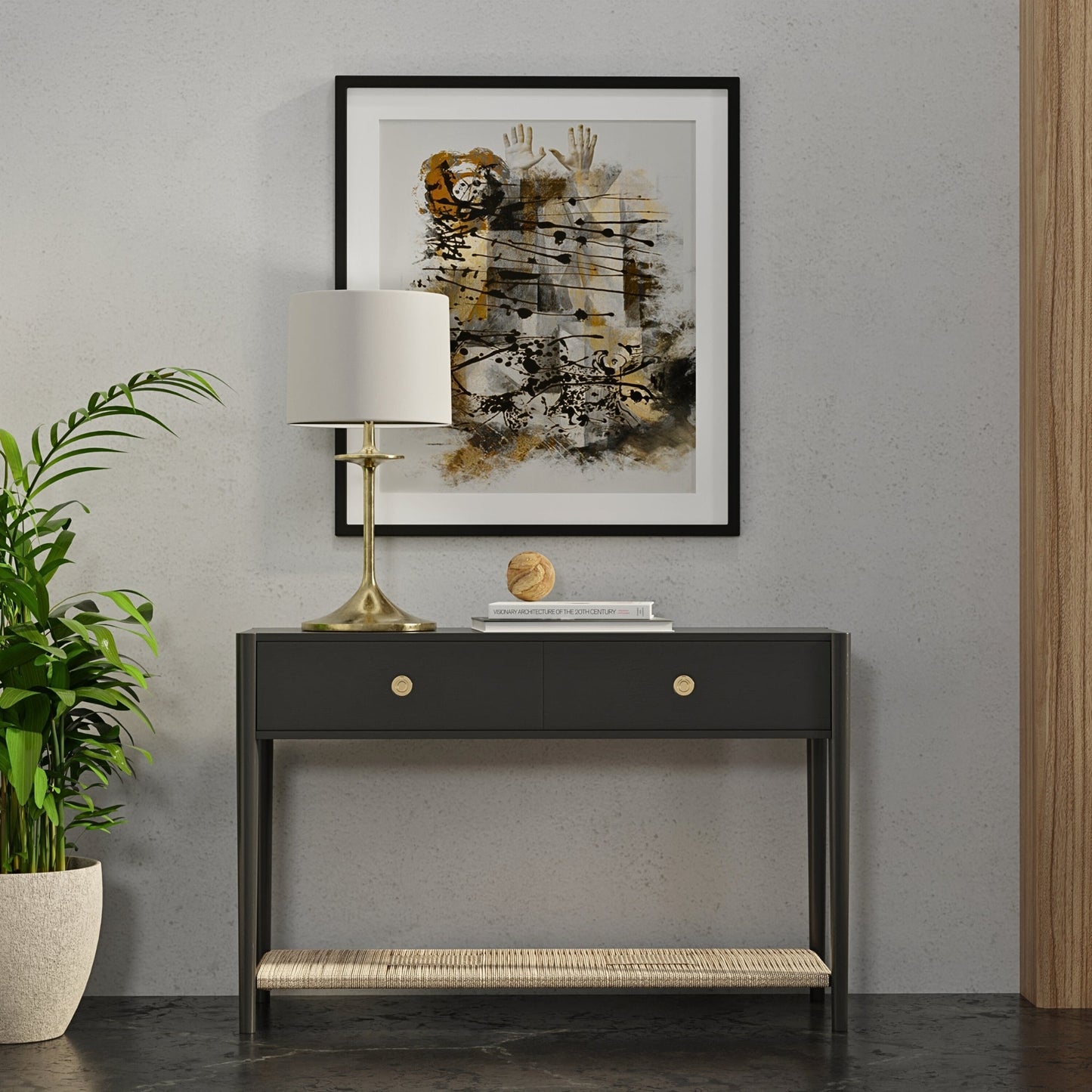 Cleo Console Table, Charcoal Gray - Alpine Furniture