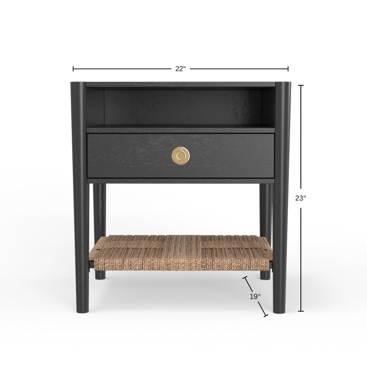 Cleo Nightstand, Charcoal Gray - Alpine Furniture
