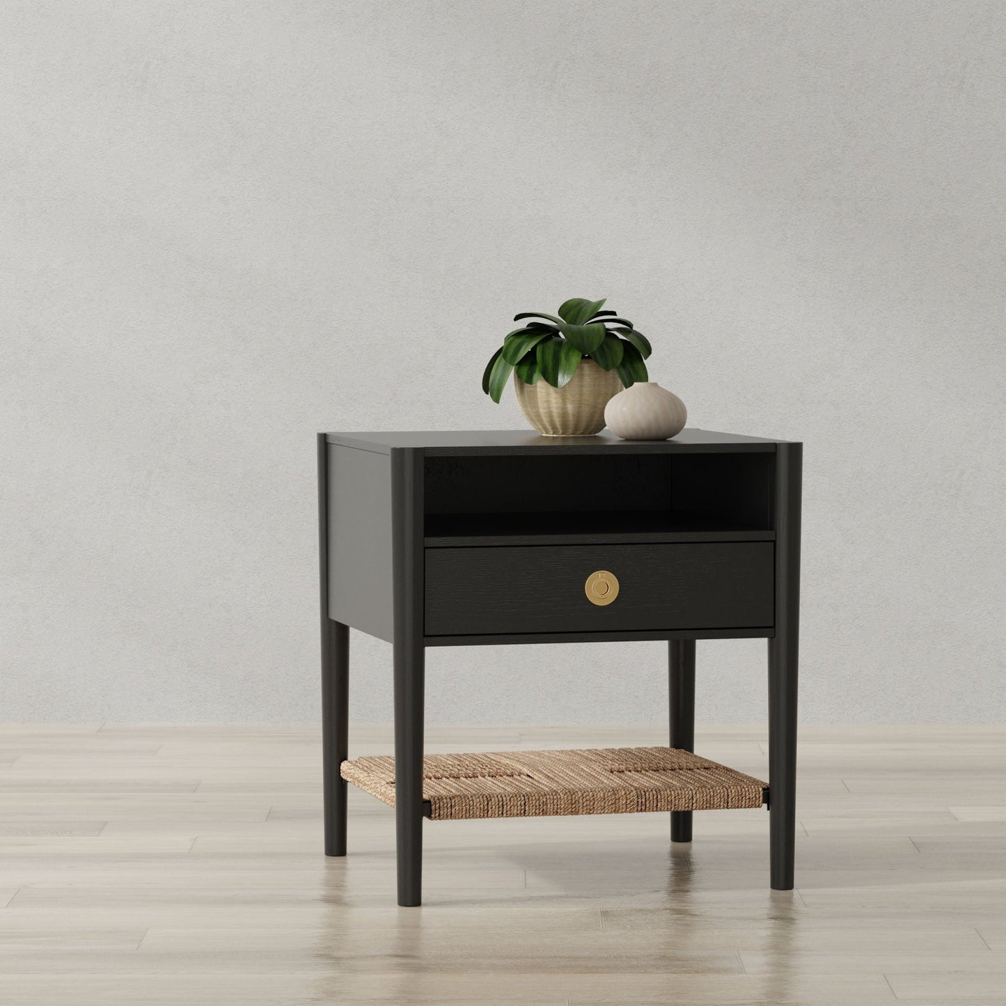 Cleo Nightstand, Charcoal Gray - Alpine Furniture