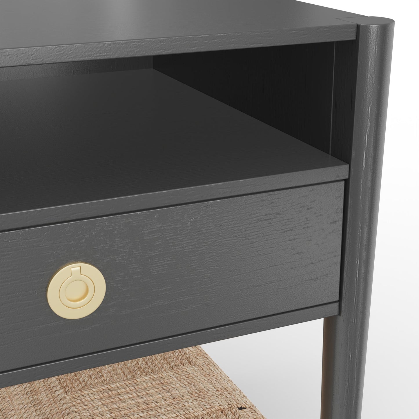 Cleo Nightstand, Charcoal Gray - Alpine Furniture