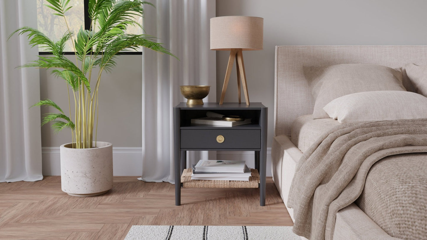 Cleo Nightstand, Charcoal Gray - Alpine Furniture