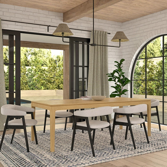 Cove Rectangular Extension Dining Table, Light Oak - Alpine Furniture