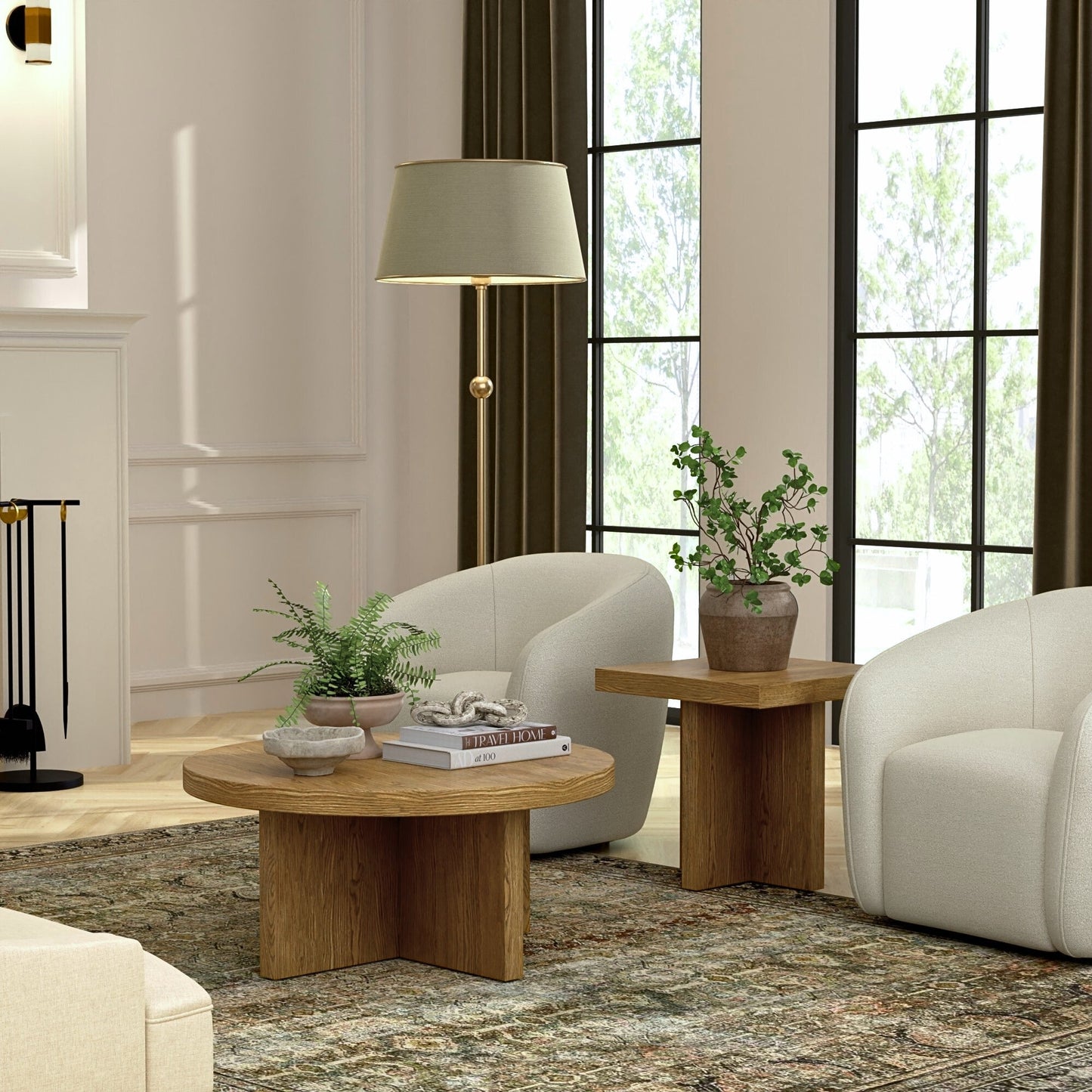 Donte Round Coffee Table, Oak - Alpine Furniture