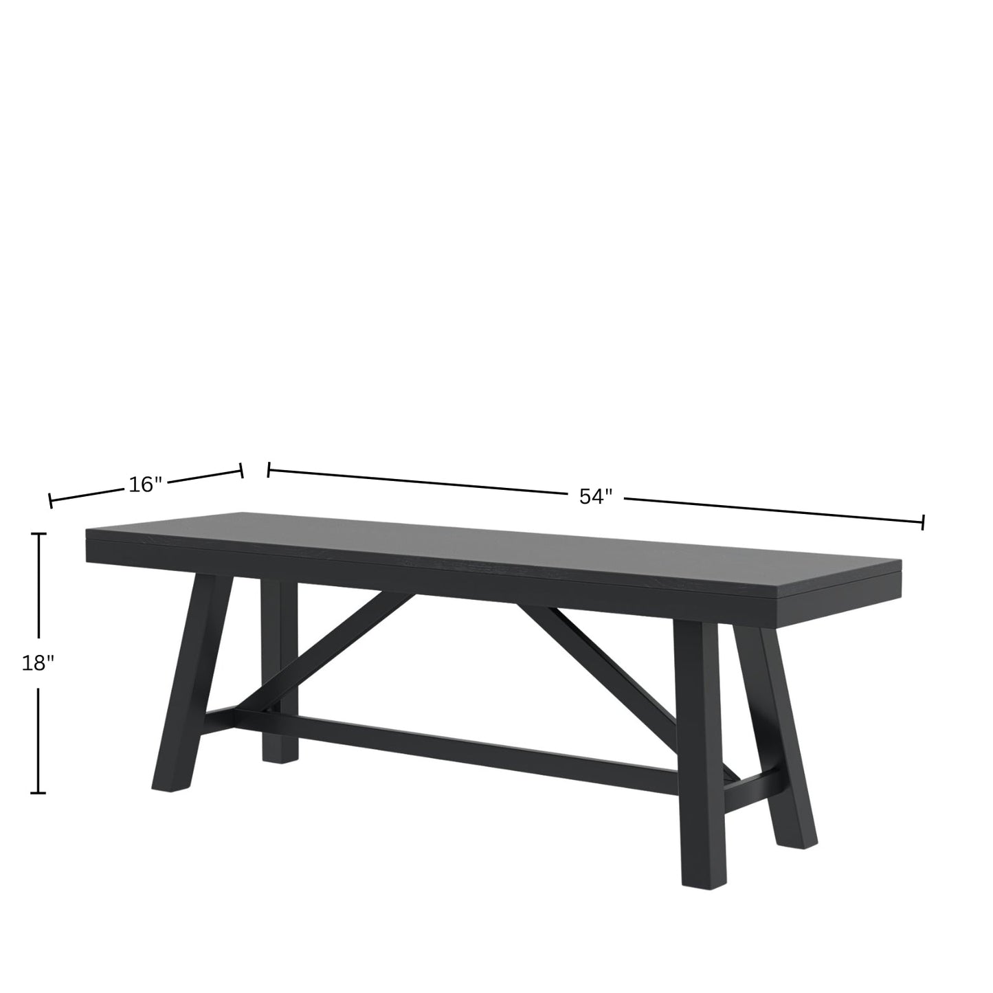 Eleanor Bench, Black - Alpine Furniture