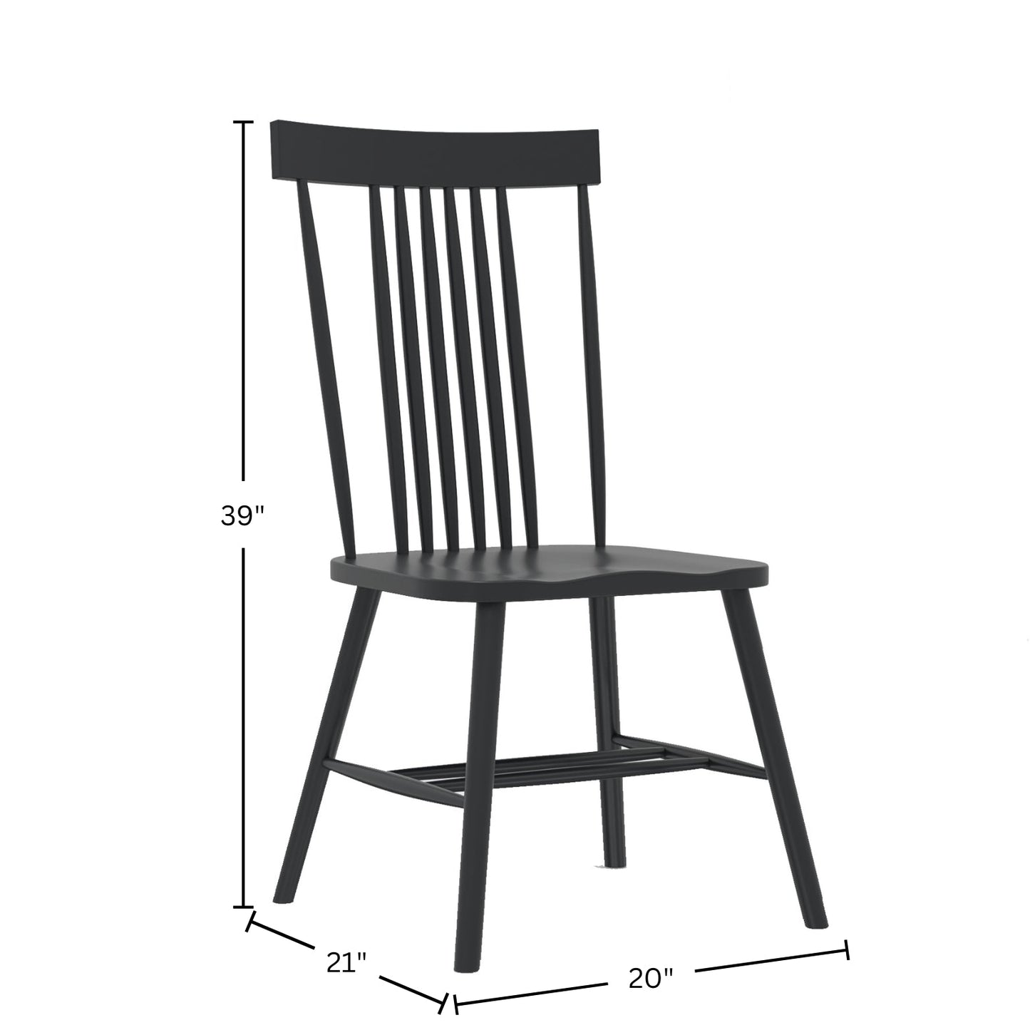 Eleanor Side Chairs (Set of 2), Black - Alpine Furniture