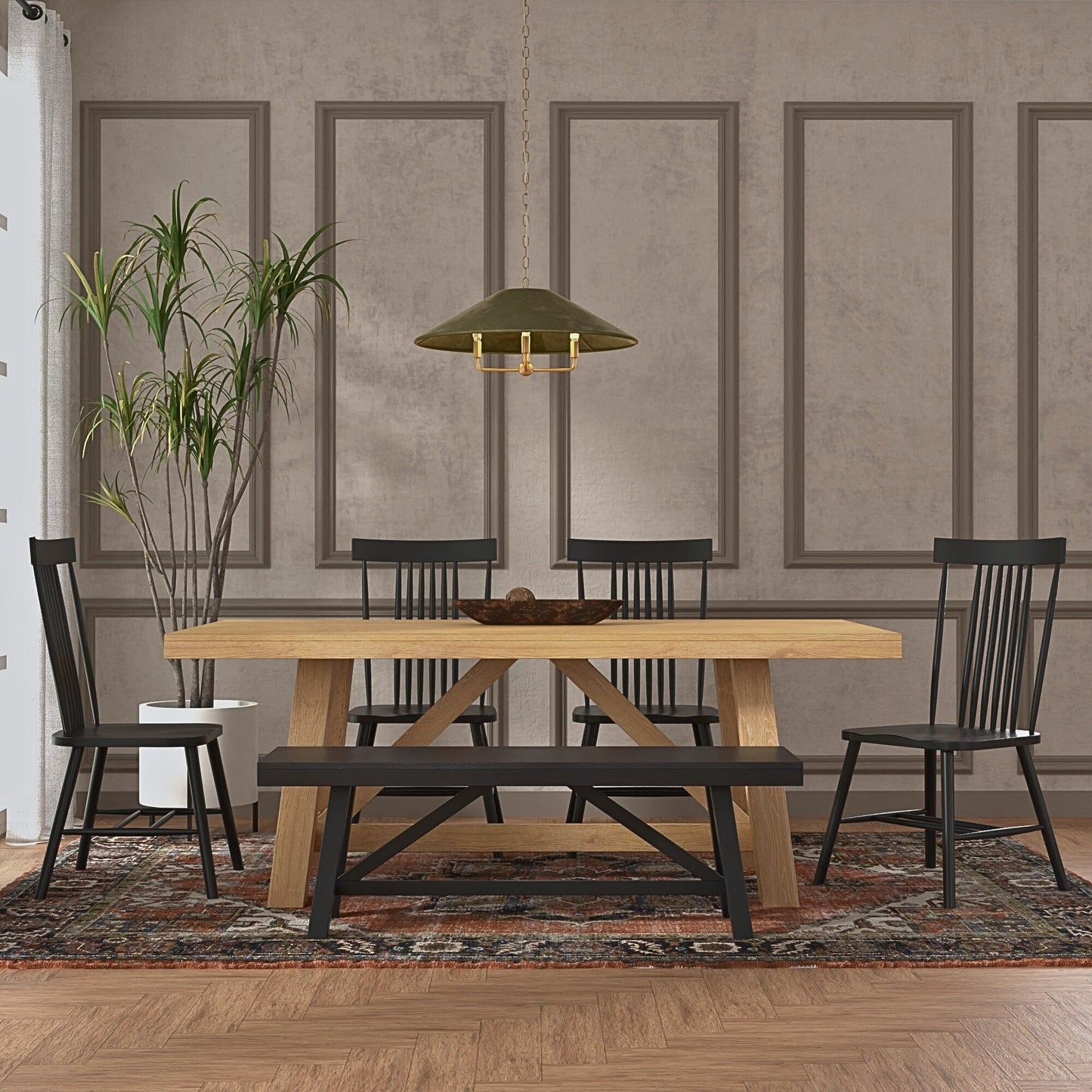 Eleanor Trestle Dining Table, Natural - Alpine Furniture