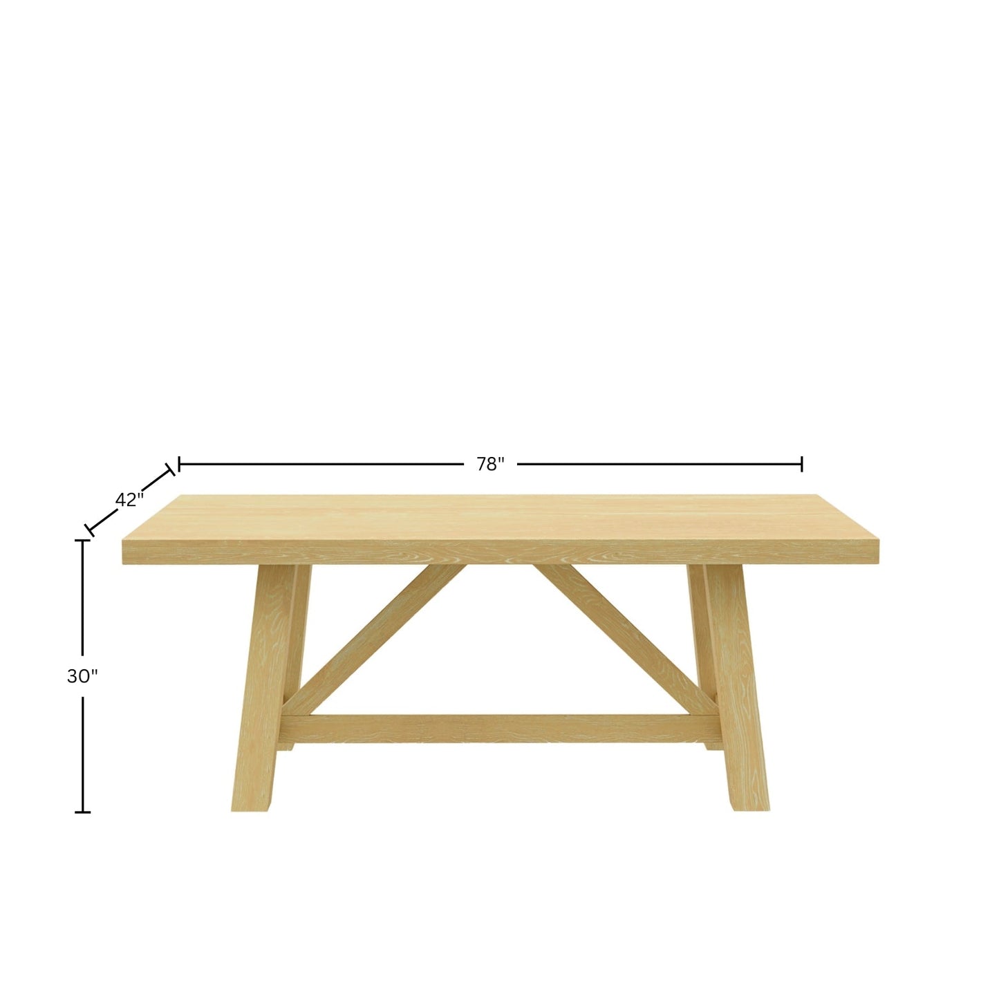 Eleanor Trestle Dining Table, Natural - Alpine Furniture