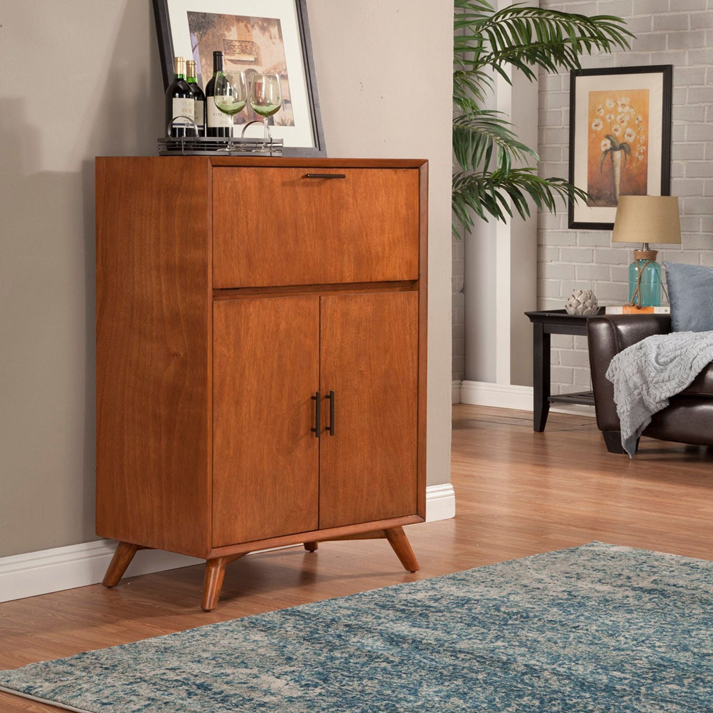 Flynn Large Bar Cabinet, Acorn - Alpine Furniture