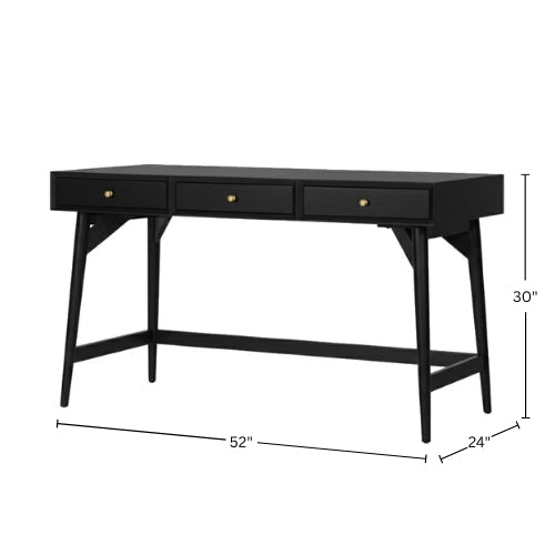 Flynn Large Desk, Black - Alpine Furniture