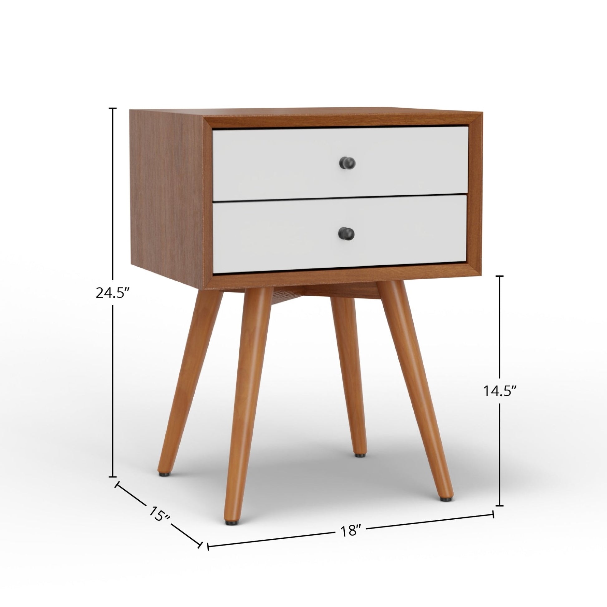 Flynn Small Nightstand, Chestnut/White - Alpine Furniture