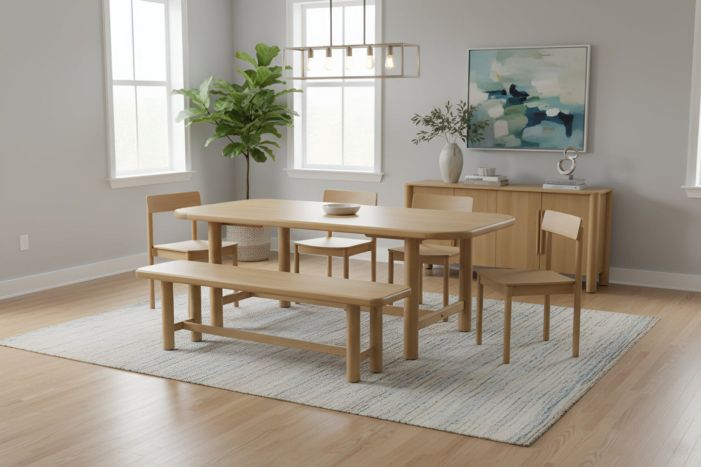 Hudson Dining Bench, Light Oak - Alpine Furniture