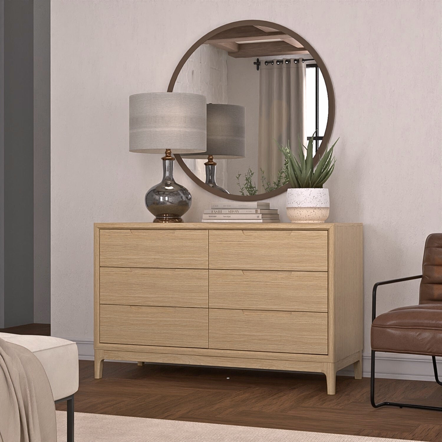 Alpine Furniture June Dresser, Light Oak Alpine Furniture June Dresser, Light Oak