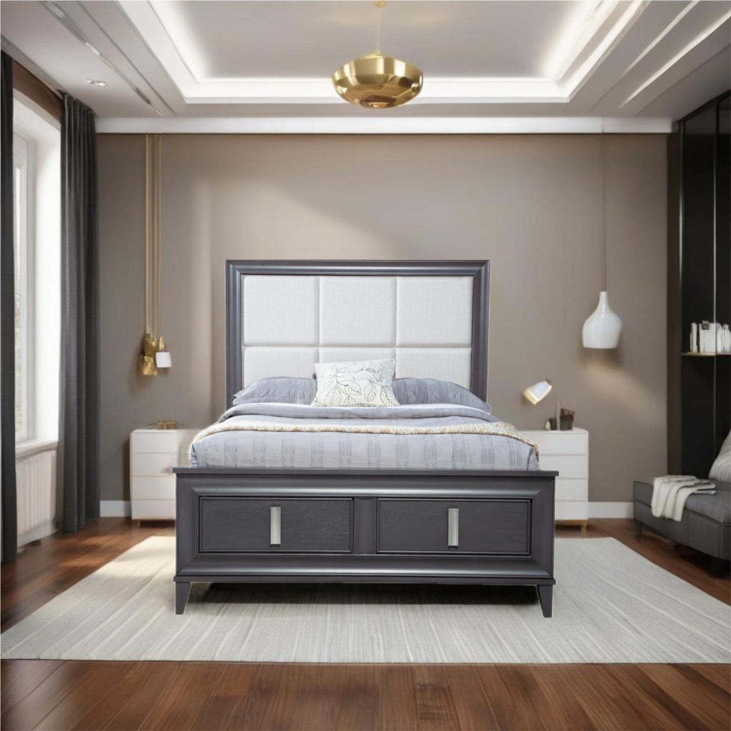 Lorraine Storage Bed, Dark Grey - Alpine Furniture