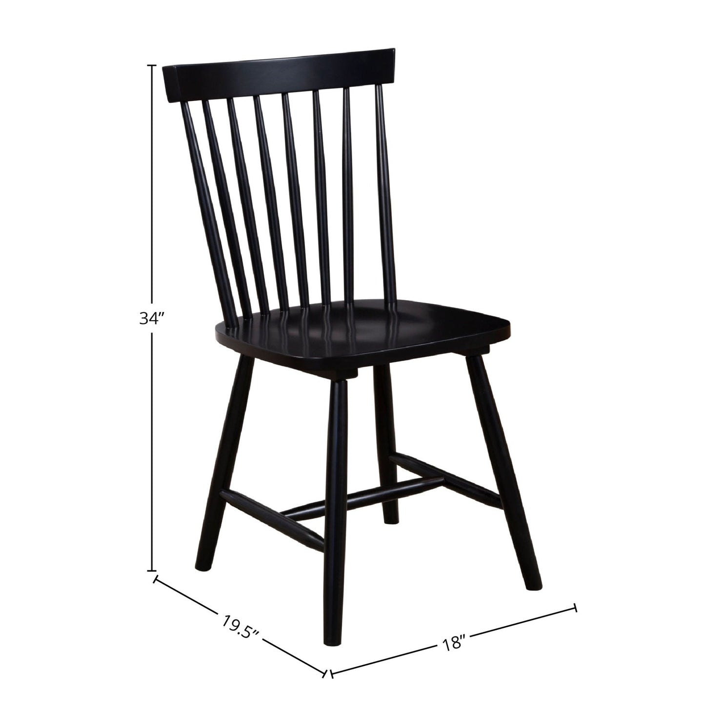 Lyra Set of 2 Windsor Chairs, Black - Alpine Furniture