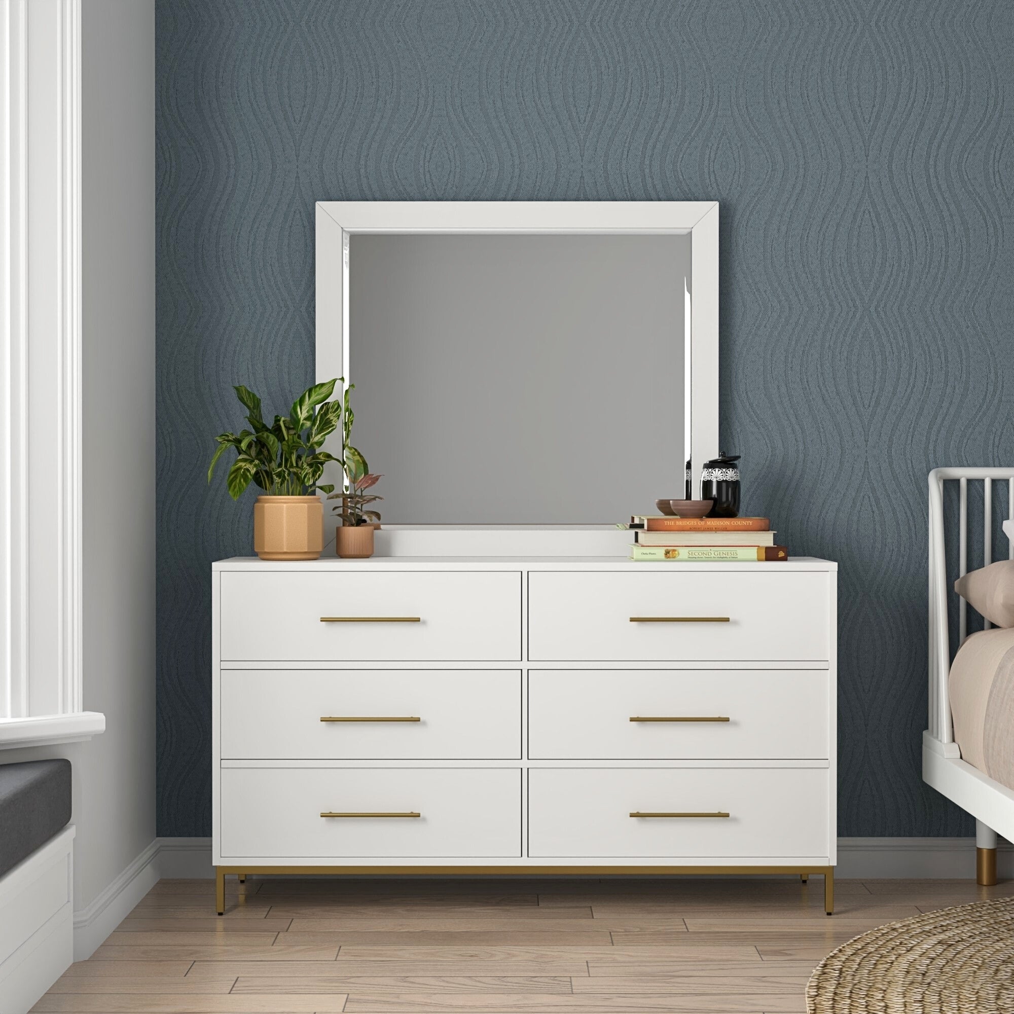 white modern dresser with mirror Qeetex White Drawer Dresser with Mirror Charge Station and LED Strip 4 Drawer Cabinet with Cristal Knobs Modern Makeup Vanity Table for Small Space