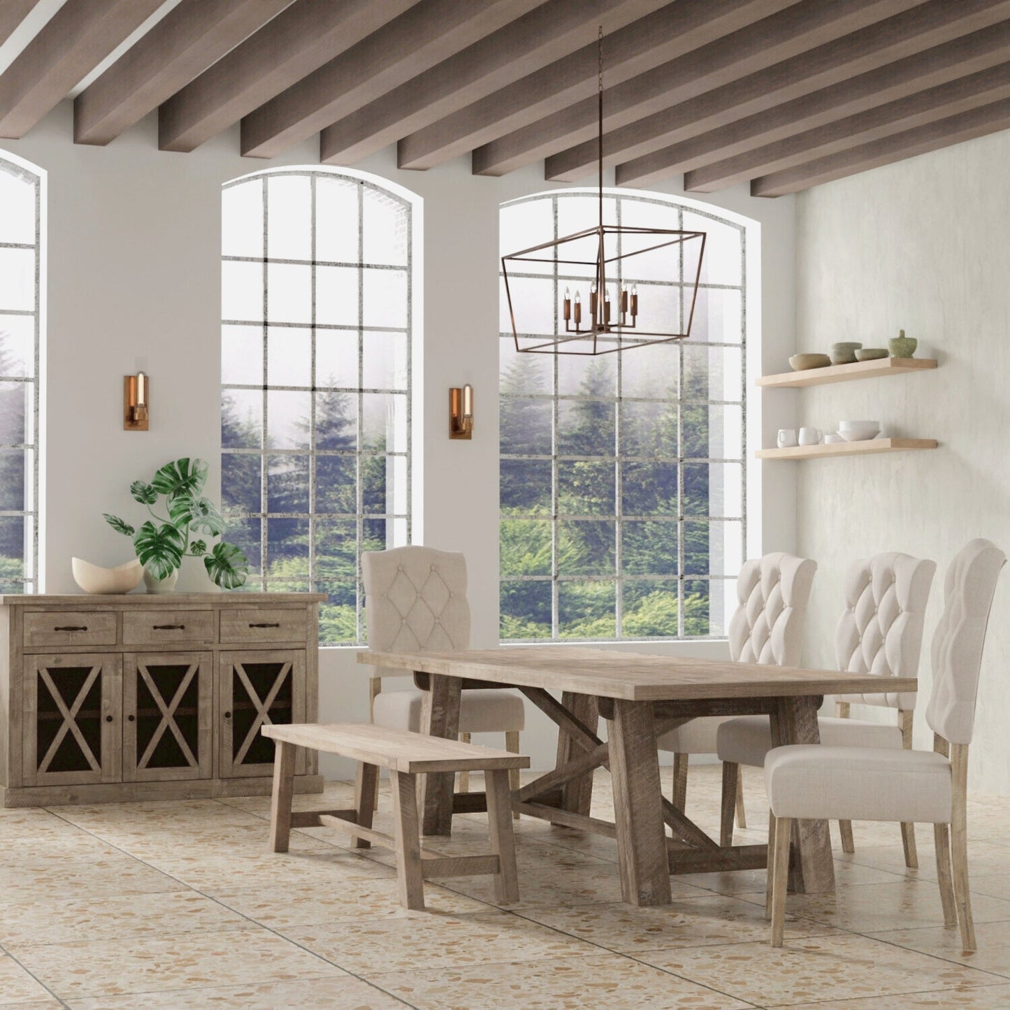 Newberry Rectangular Dining Table, Weathered Natural - Alpine Furniture