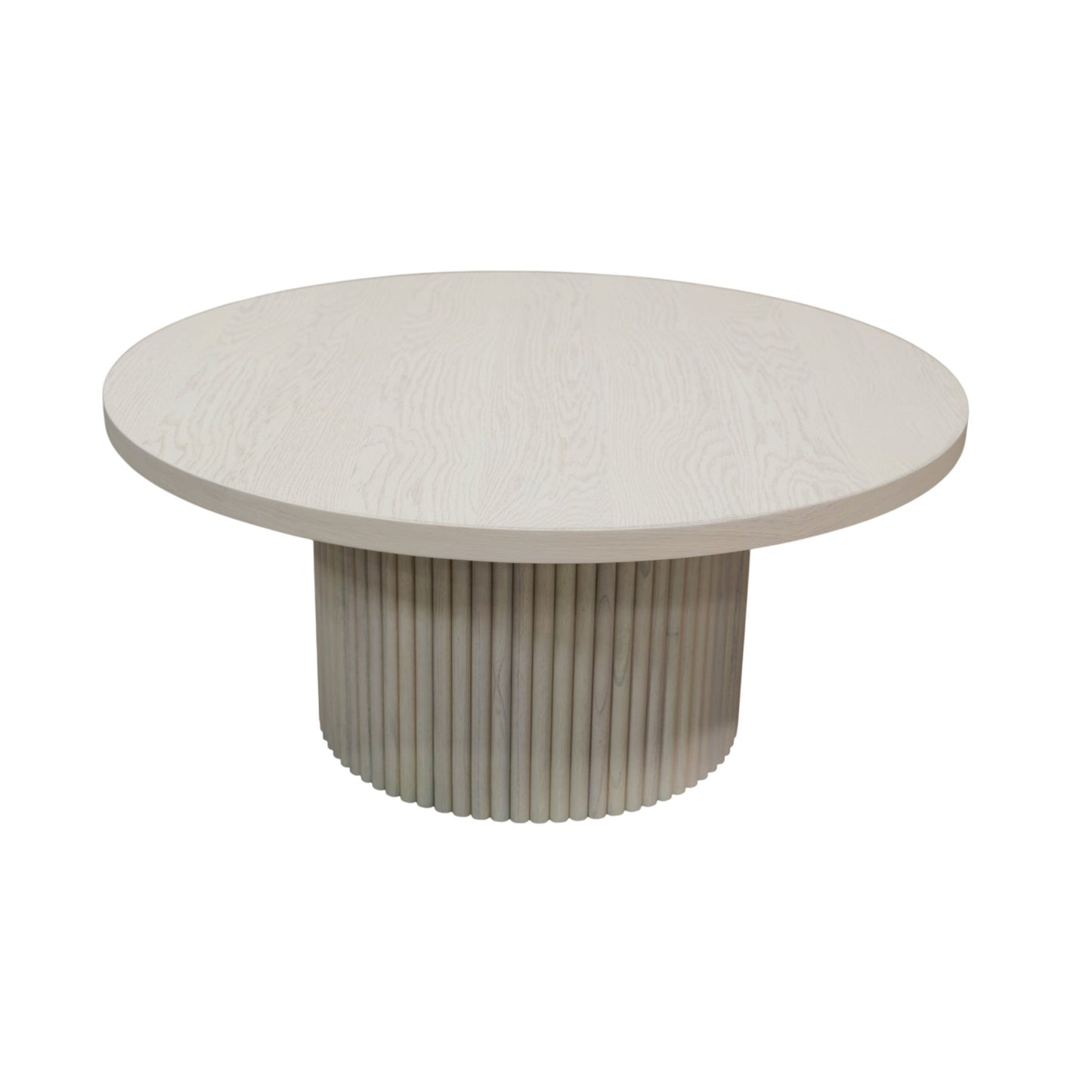 Reba Round Cocktail Table, White Wash - Alpine Furniture