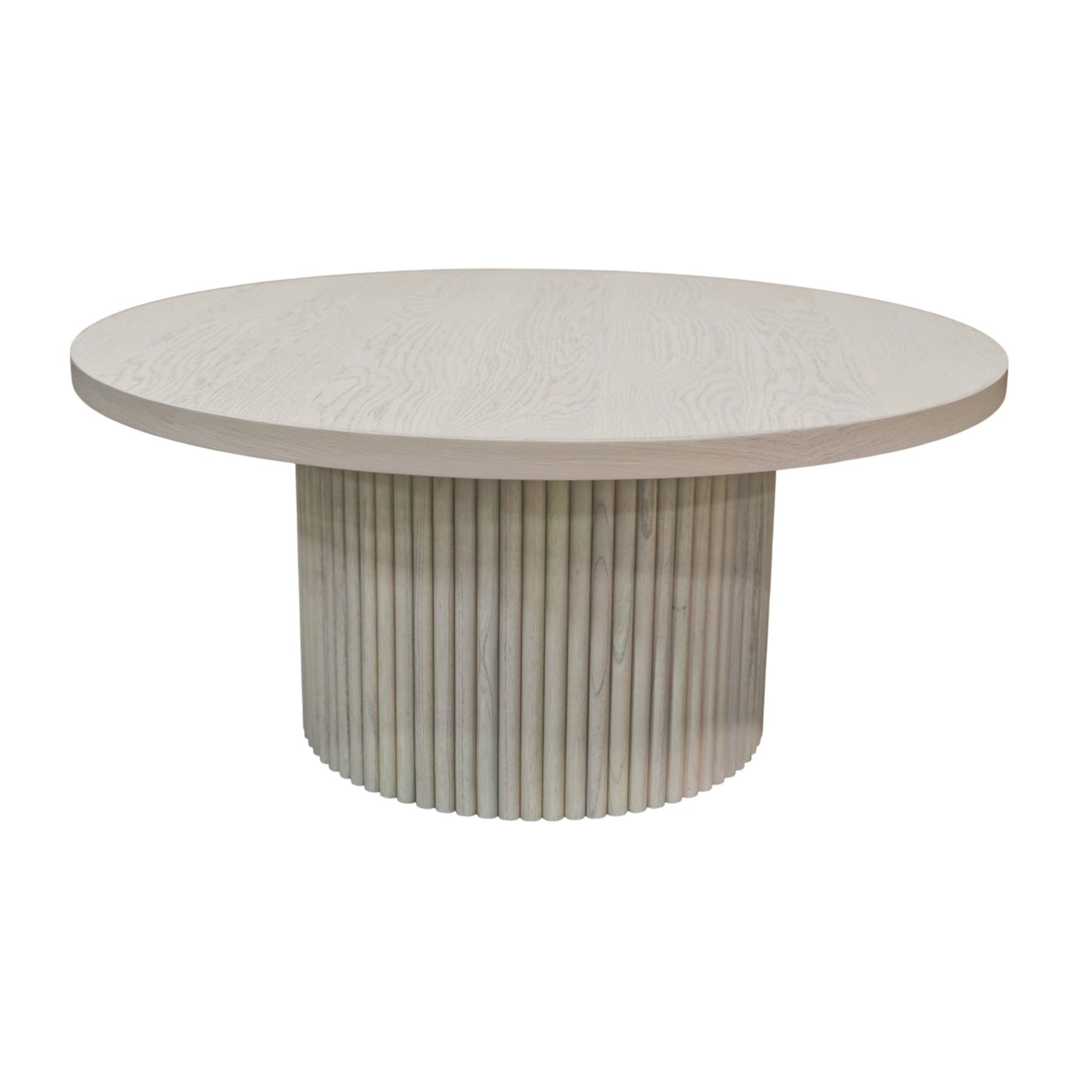 Reba Round Cocktail Table, White Wash - Alpine Furniture
