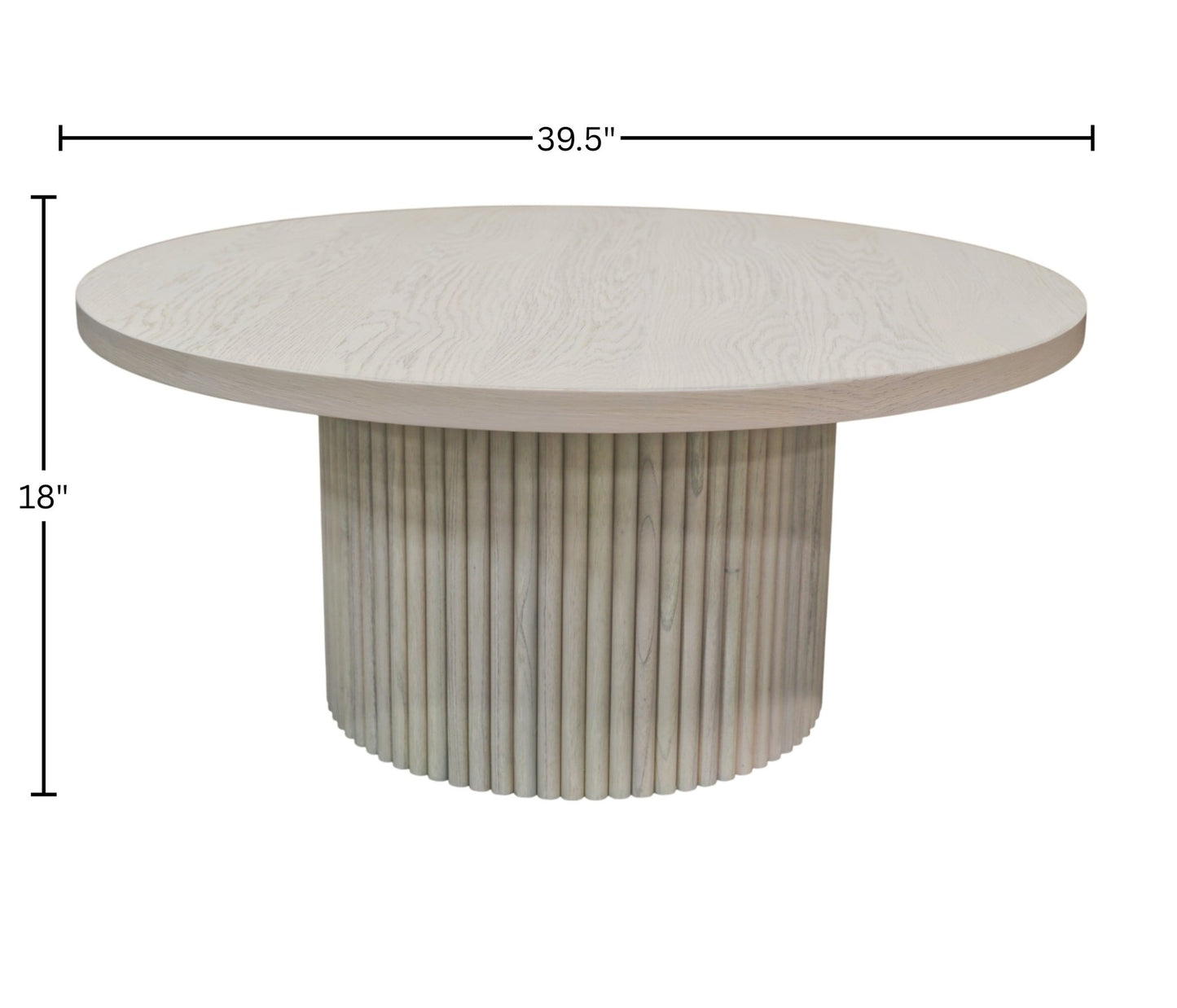 Reba Round Cocktail Table, White Wash - Alpine Furniture