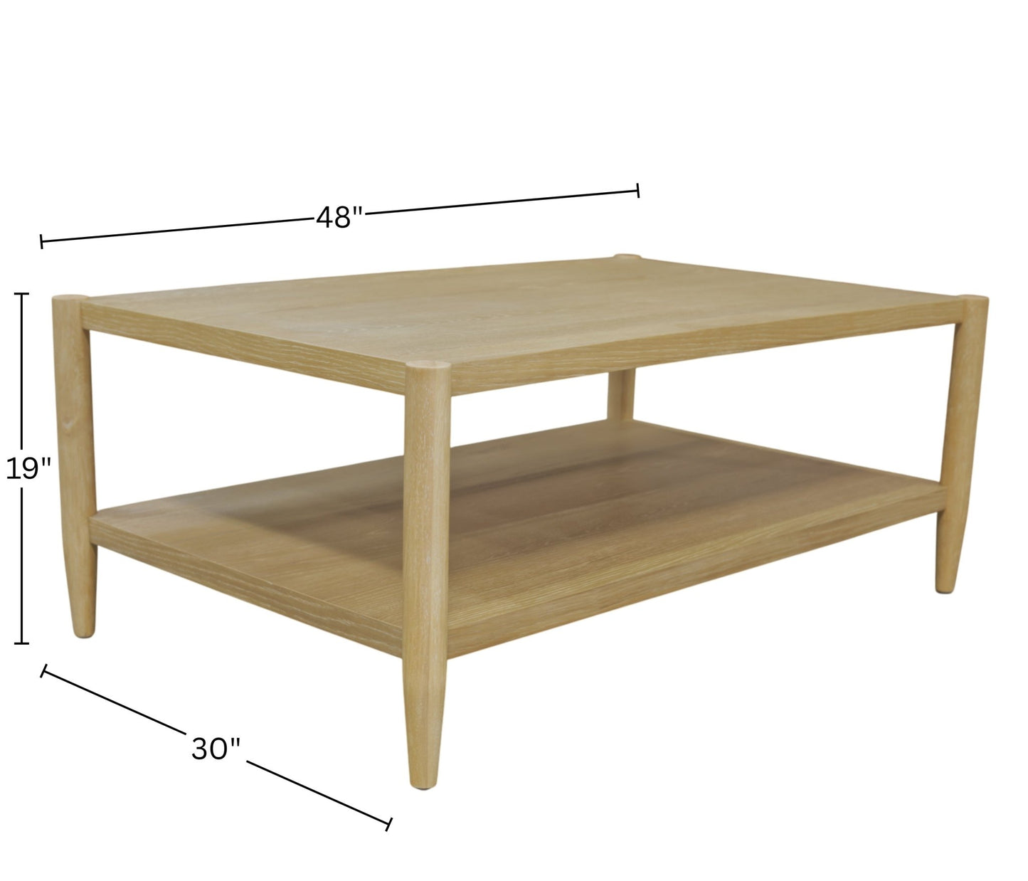 Sinclair Rectangular Coffee Table, Natural - Alpine Furniture