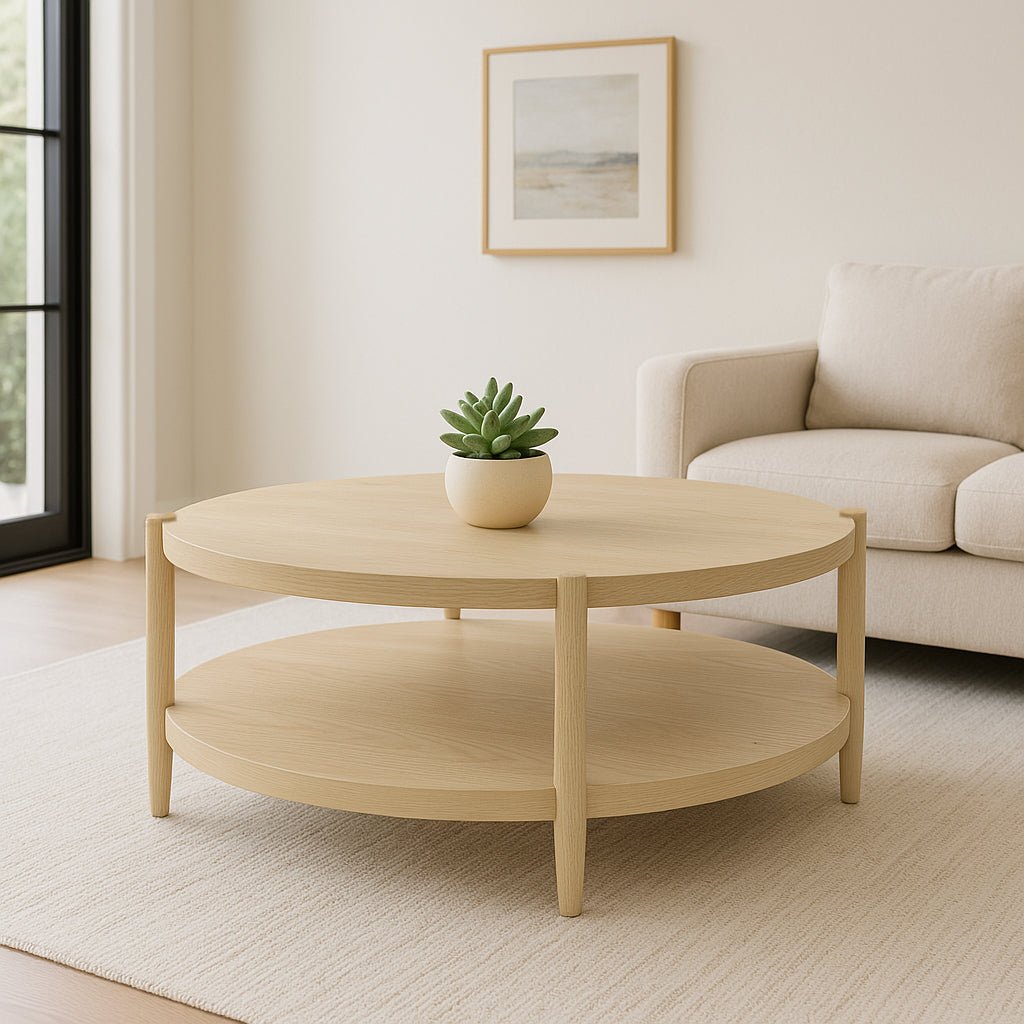 Sinclair Round Coffee Table, Natural - Alpine Furniture