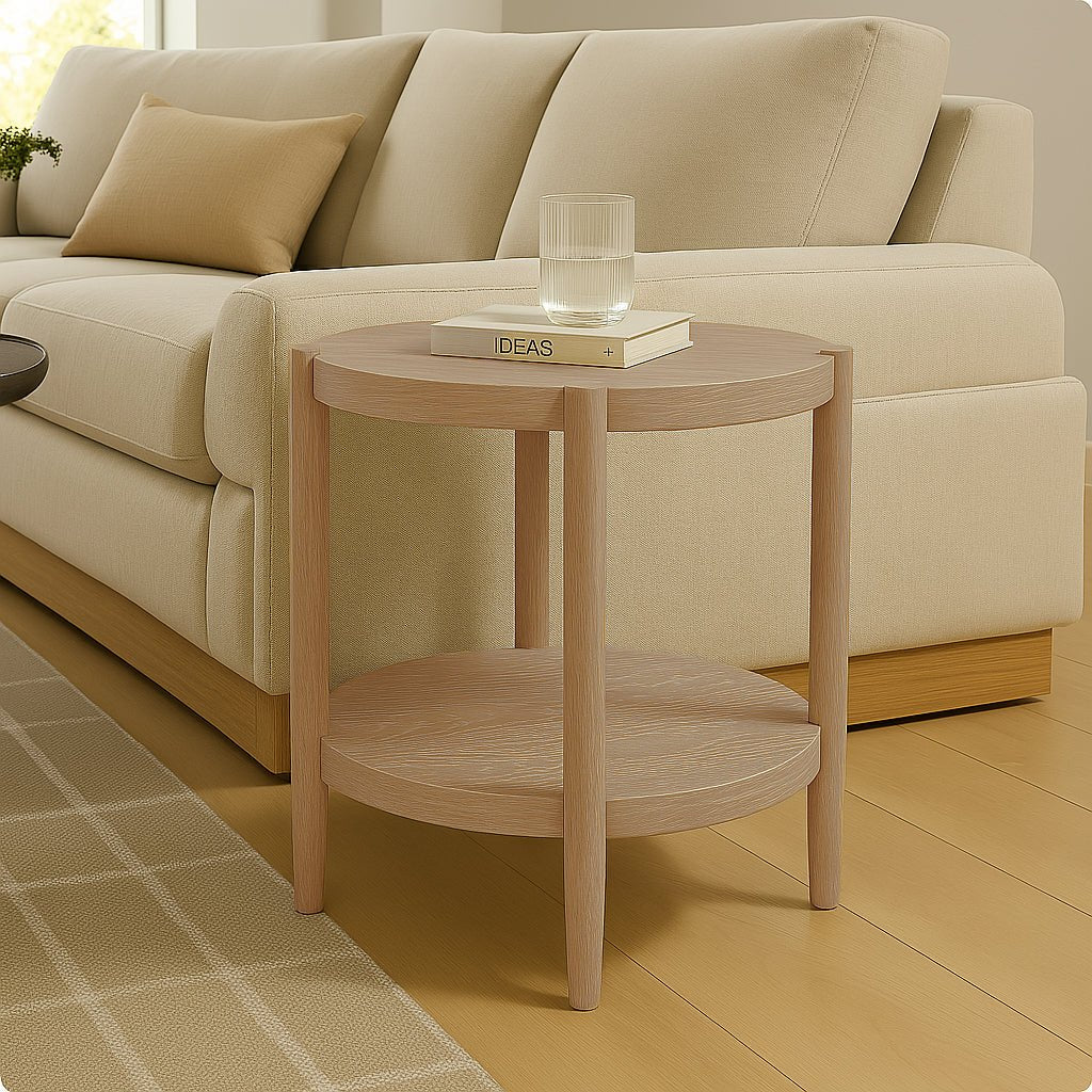 Sinclair Round End Table, Natural - Alpine Furniture