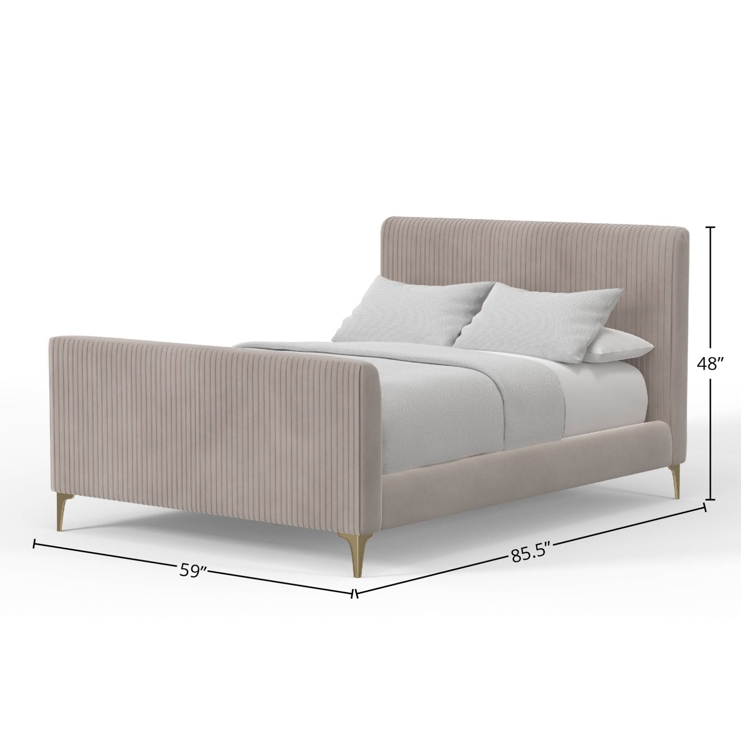 Zaldy Platform Bed, Light Grey - Alpine Furniture