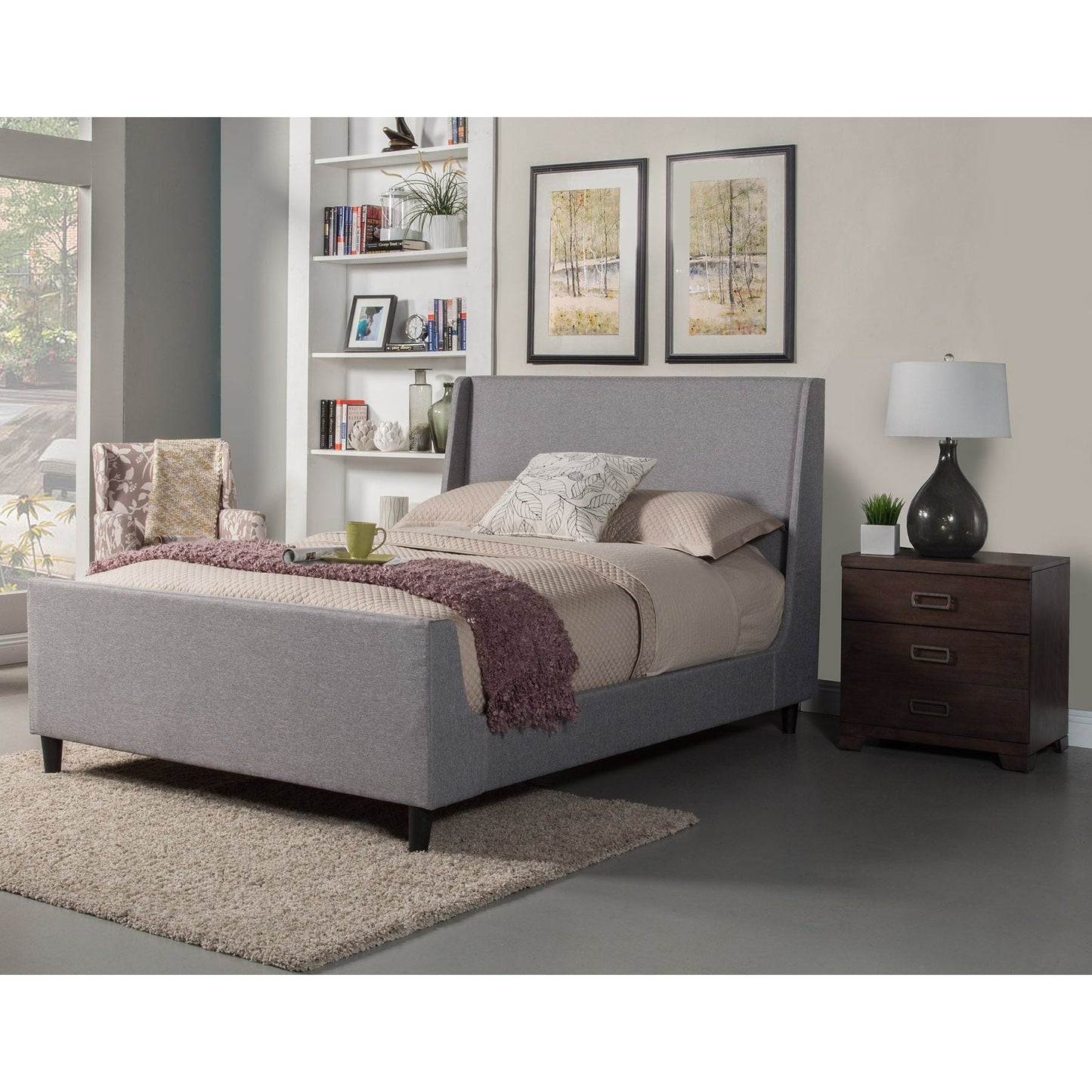Amber Bed, Grey Linen - Alpine Furniture