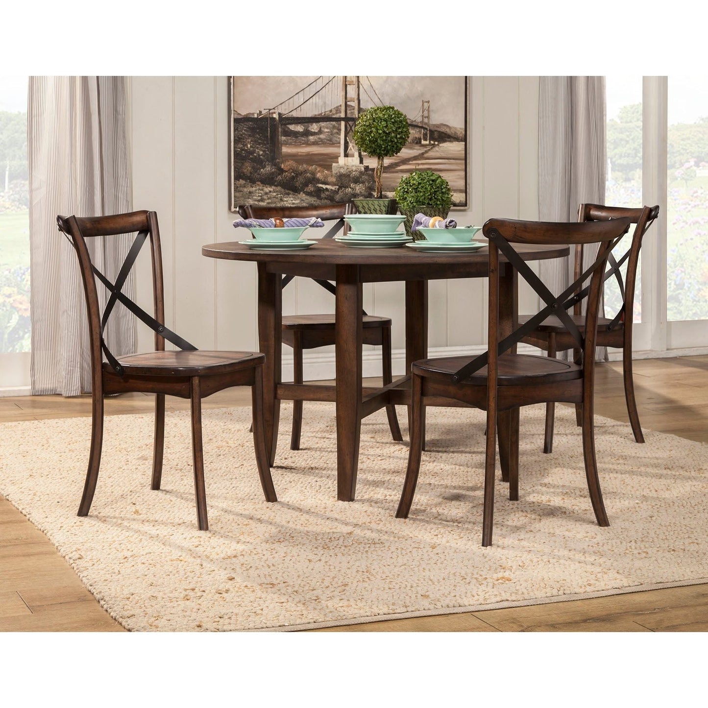 Arendal Round Table, Burnished Dark Oak - Alpine Furniture