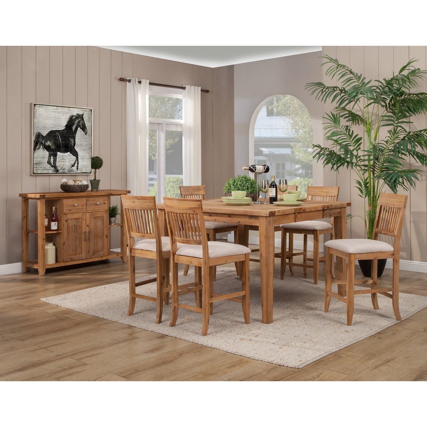 Aspen Extension Pub Table, Antique Natural - Alpine Furniture