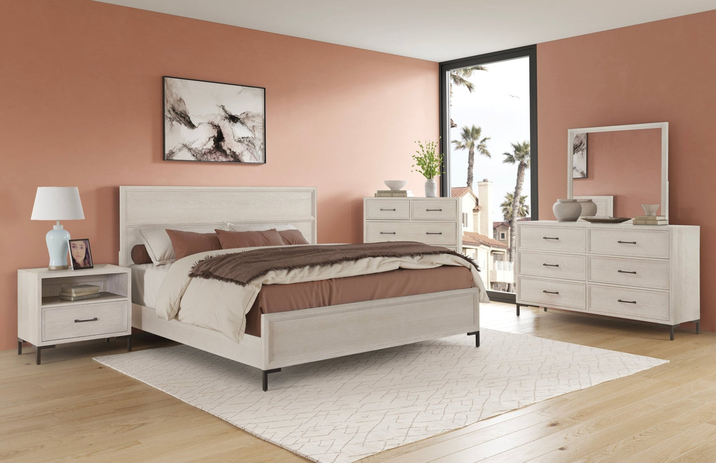 Bradley Dresser & Mirror, Antique White - Alpine Furniture