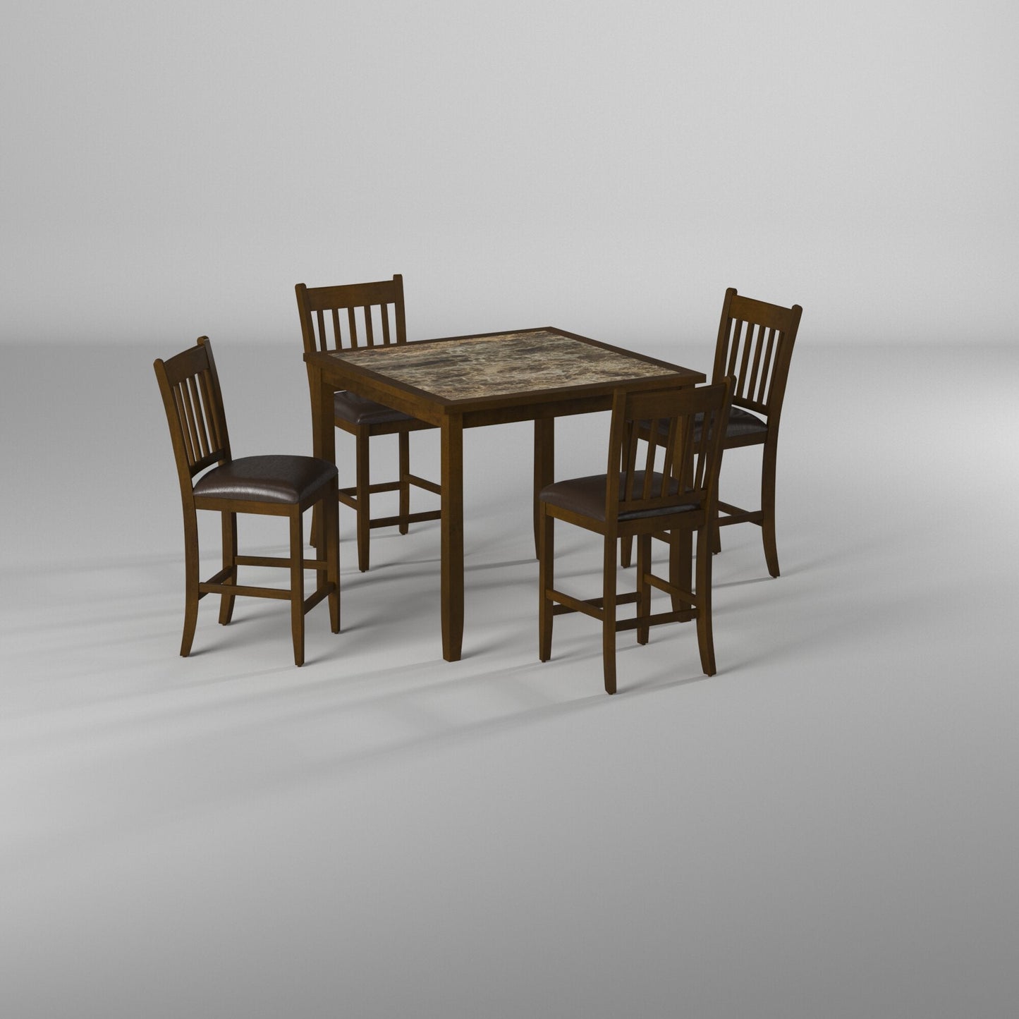 Capitola Faux Marble 5 Piece Pub Set, Espresso - Alpine Furniture