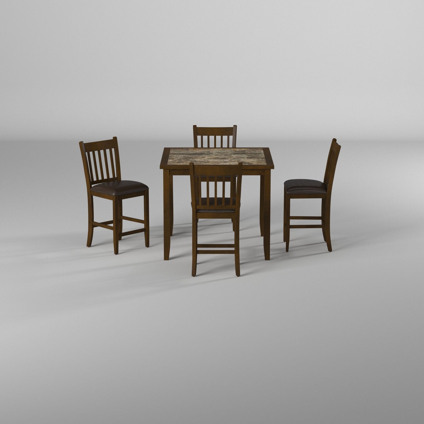 Capitola Faux Marble 5 Piece Pub Set, Espresso - Alpine Furniture