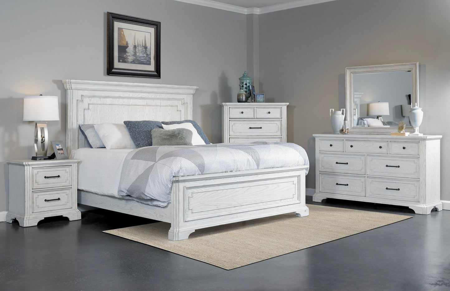 Clara Dresser & Mirror, White Mist - Alpine Furniture