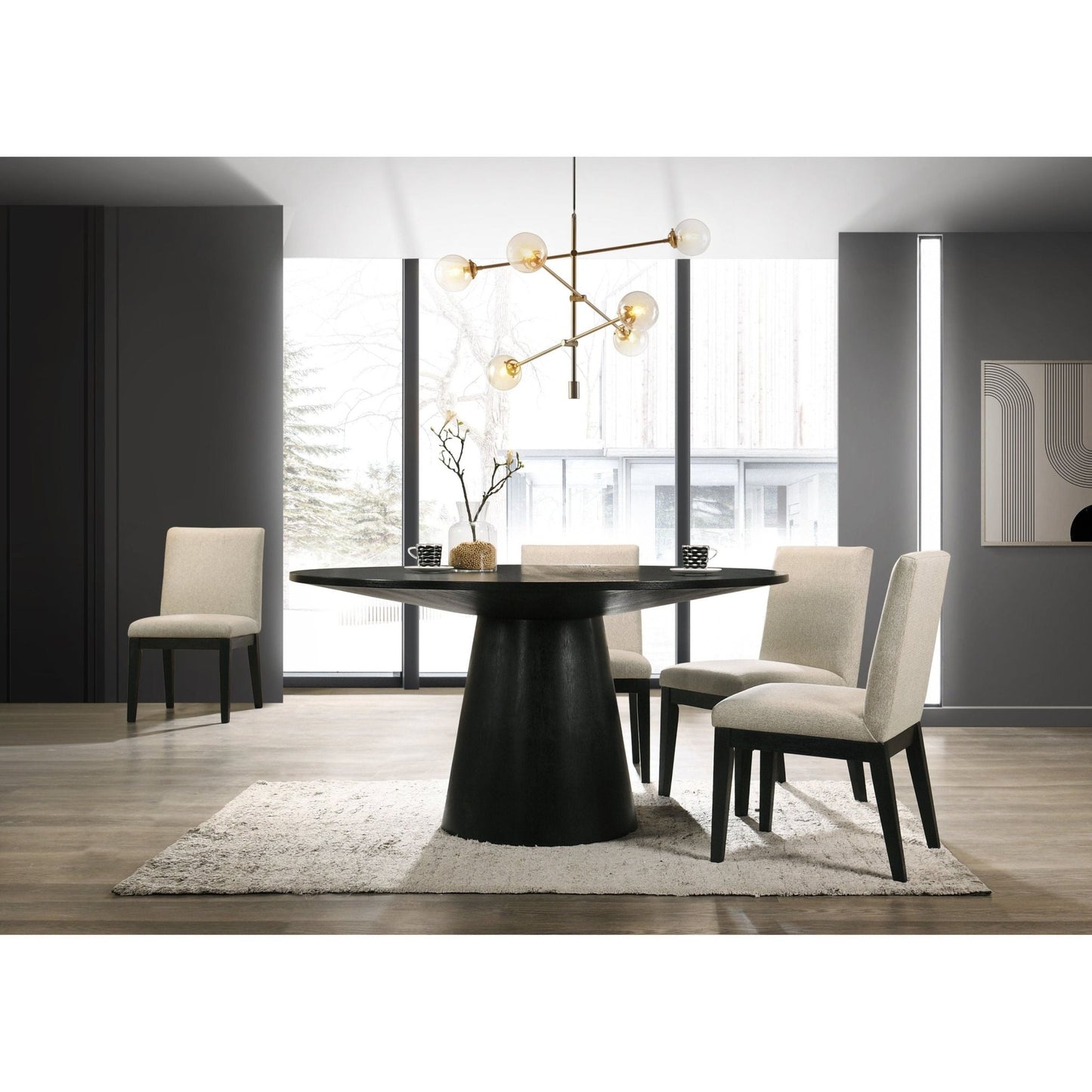 Cove Round Dining Table, Vintage Black - Alpine Furniture