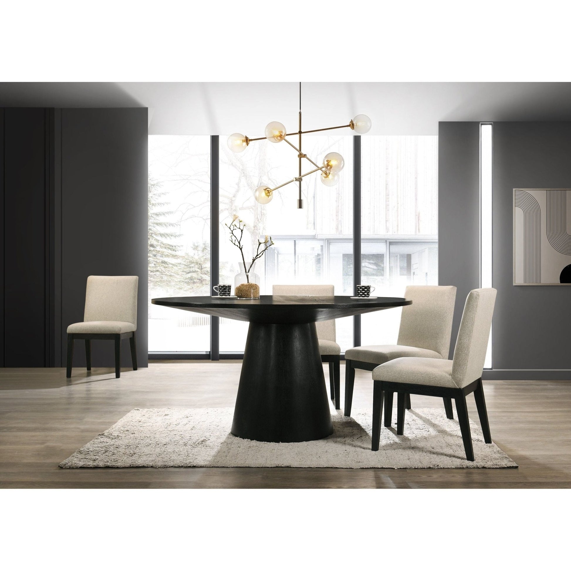 Cove Round Dining Table, Vintage Black - Alpine Furniture