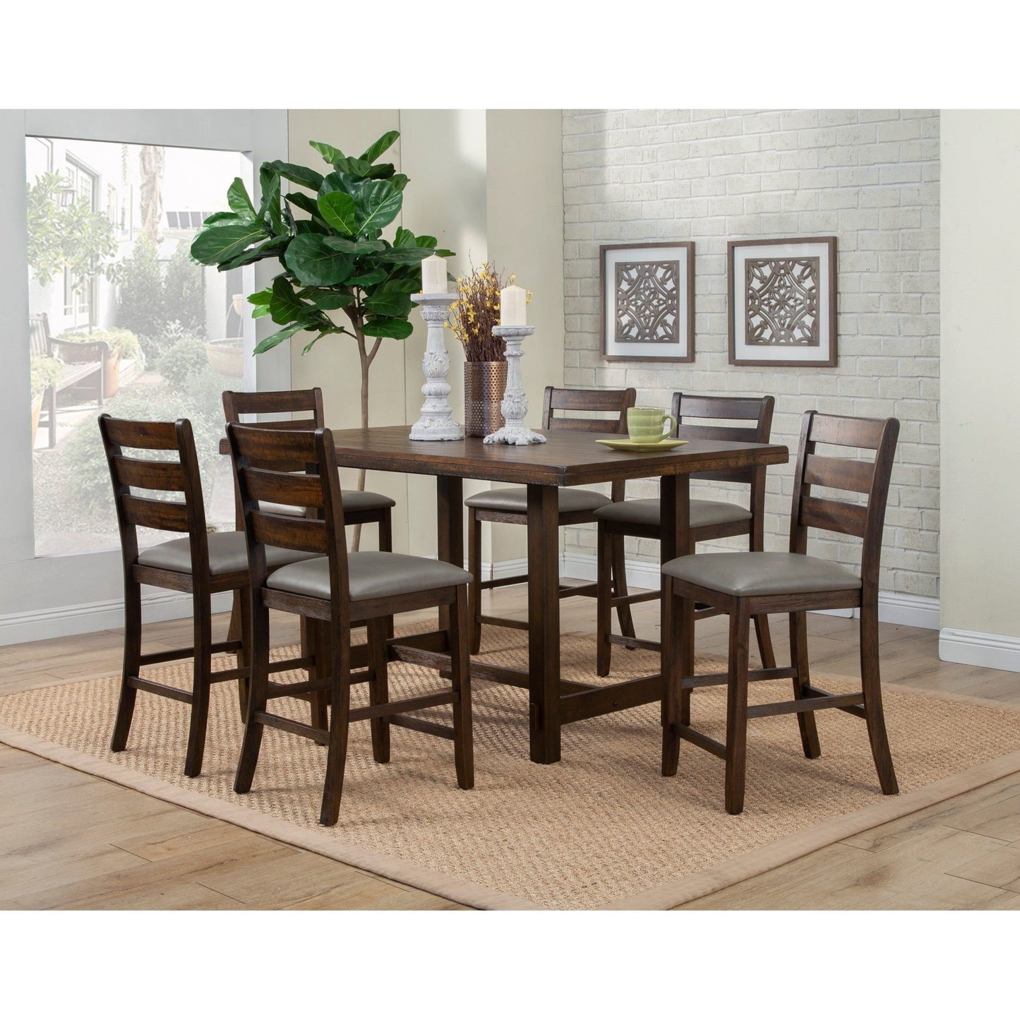 Emery Pub Height Dining Table, Walnut - Alpine Furniture