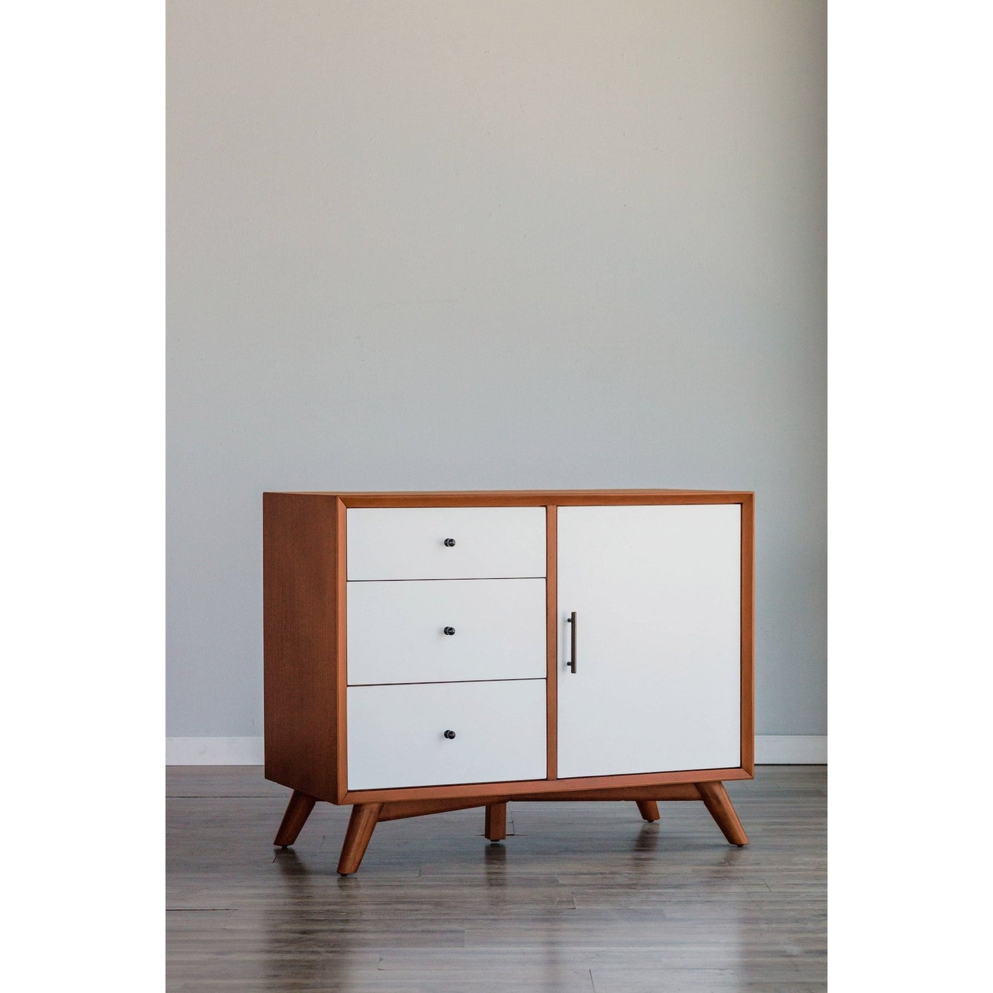 Flynn Accent Cabinet, Acorn/White - Alpine Furniture