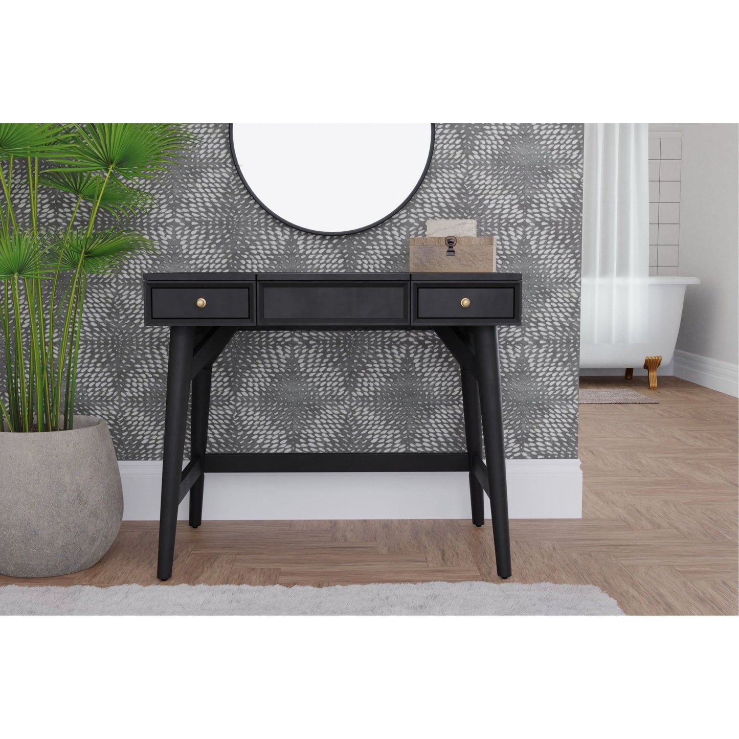 Flynn Bedroom Vanity, Black - Alpine Furniture