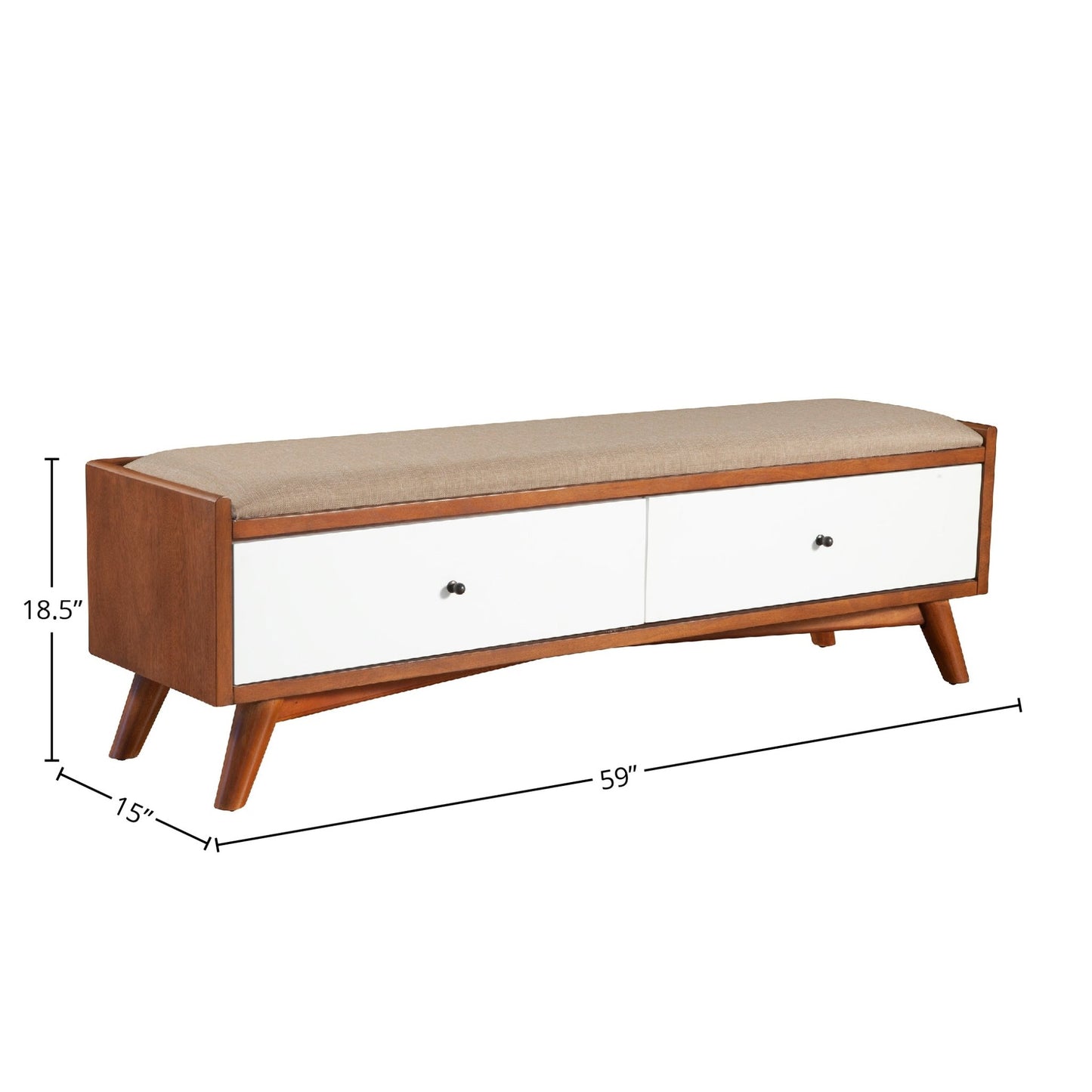 Flynn Bench, Acorn/White - Alpine Furniture