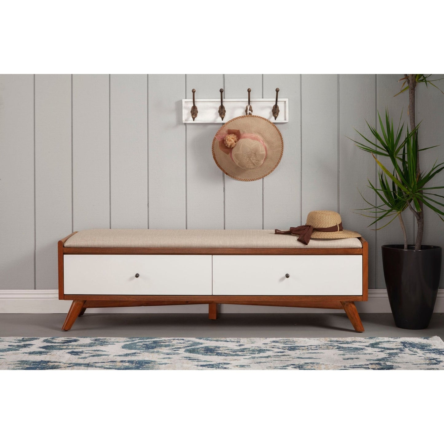 Flynn Bench, Acorn/White - Alpine Furniture