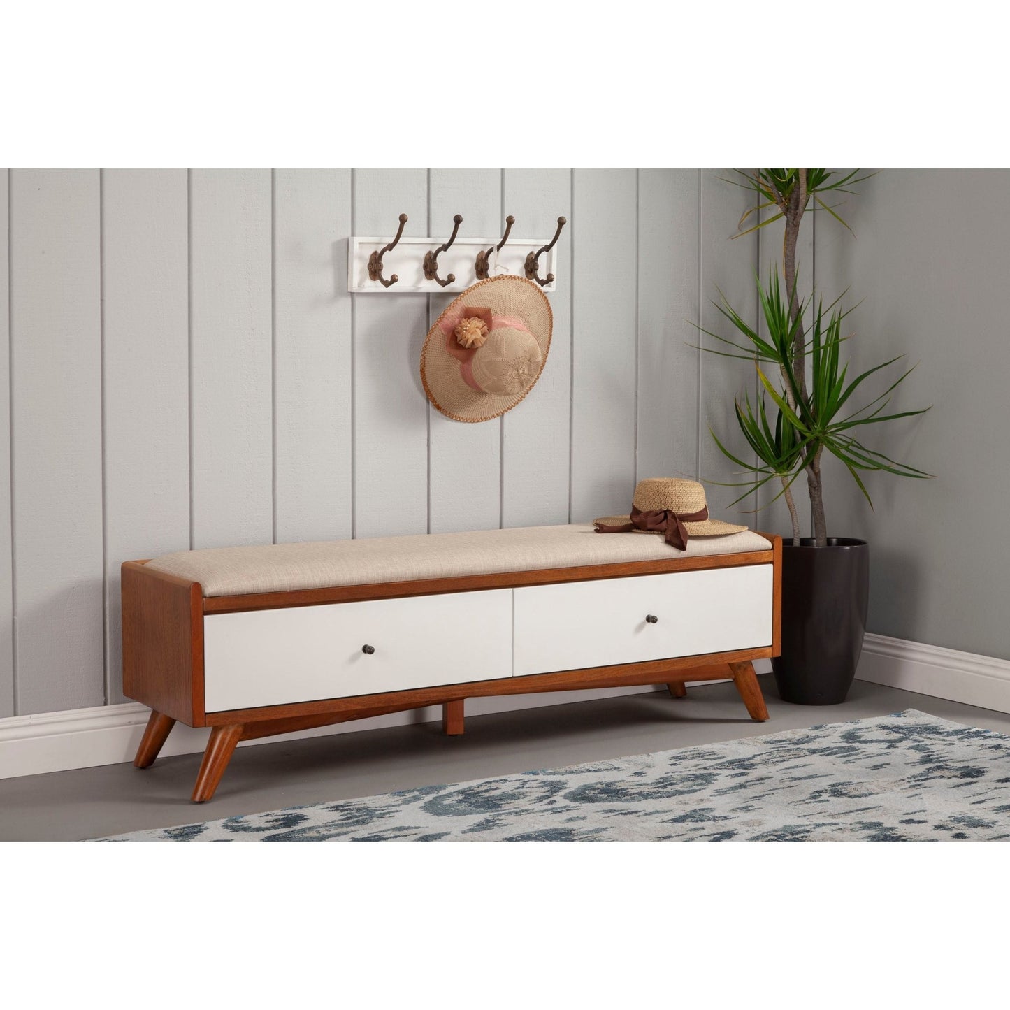 Flynn Bench, Acorn/White - Alpine Furniture