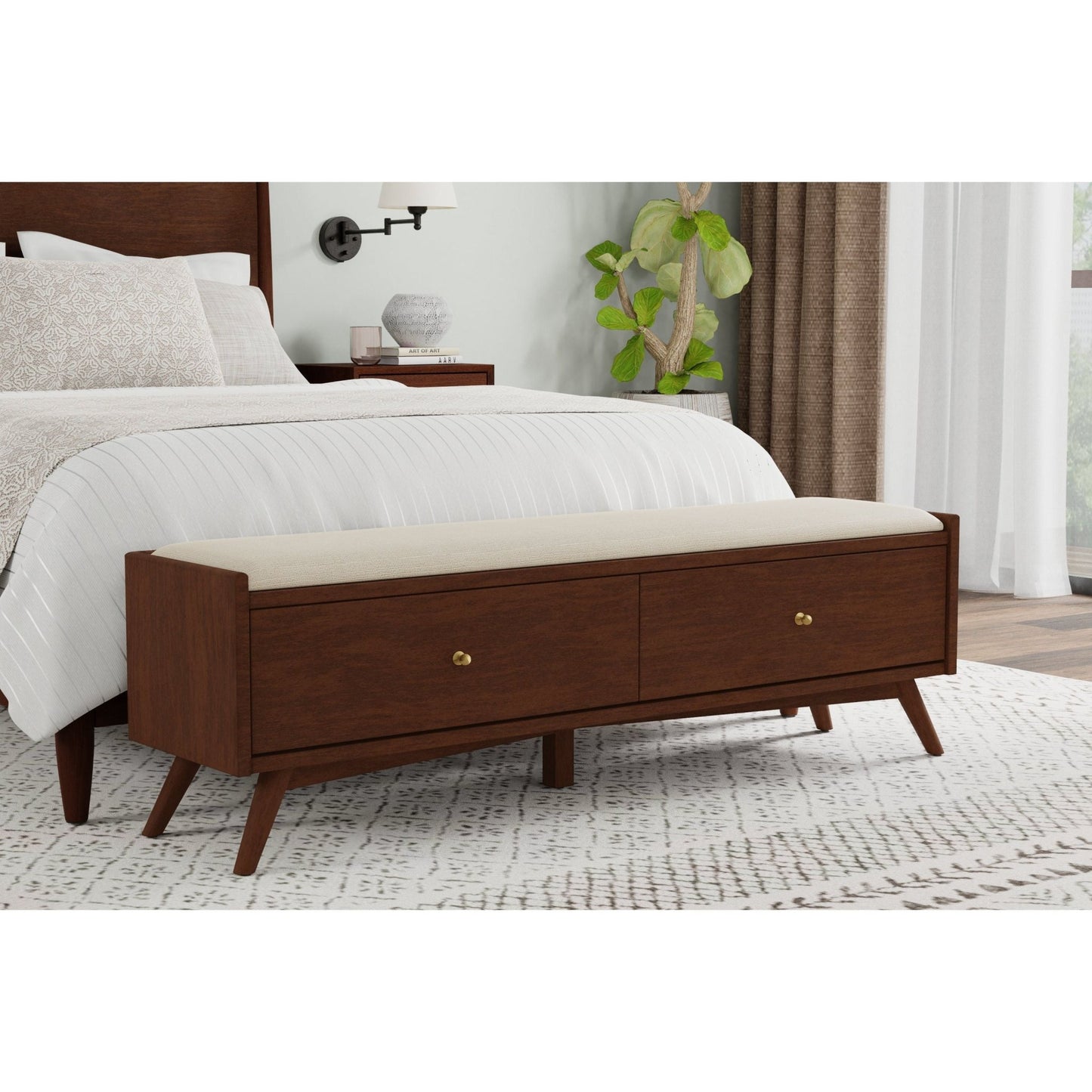 Flynn Bench, Walnut - Alpine Furniture