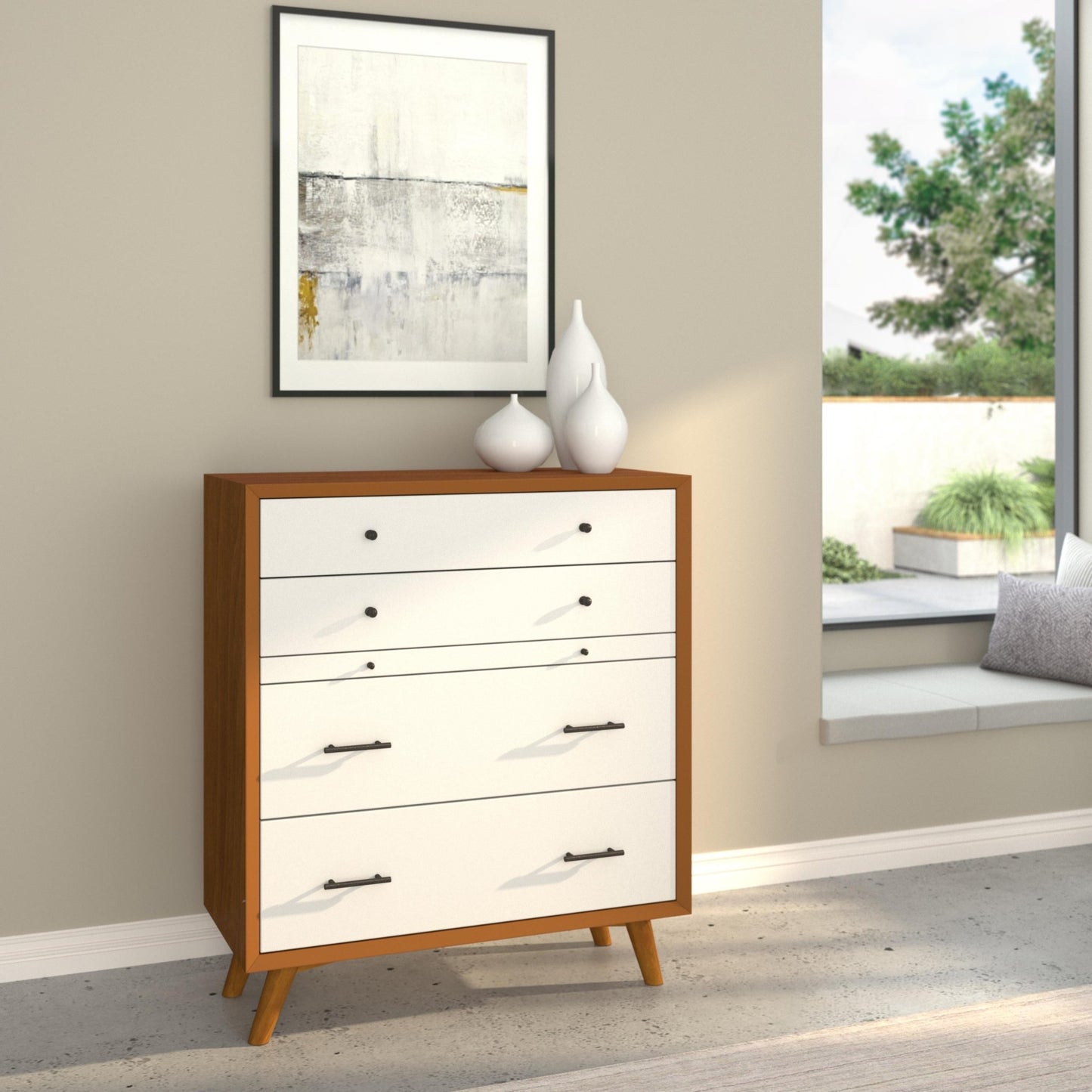 Flynn Chest, Acorn/White - Alpine Furniture