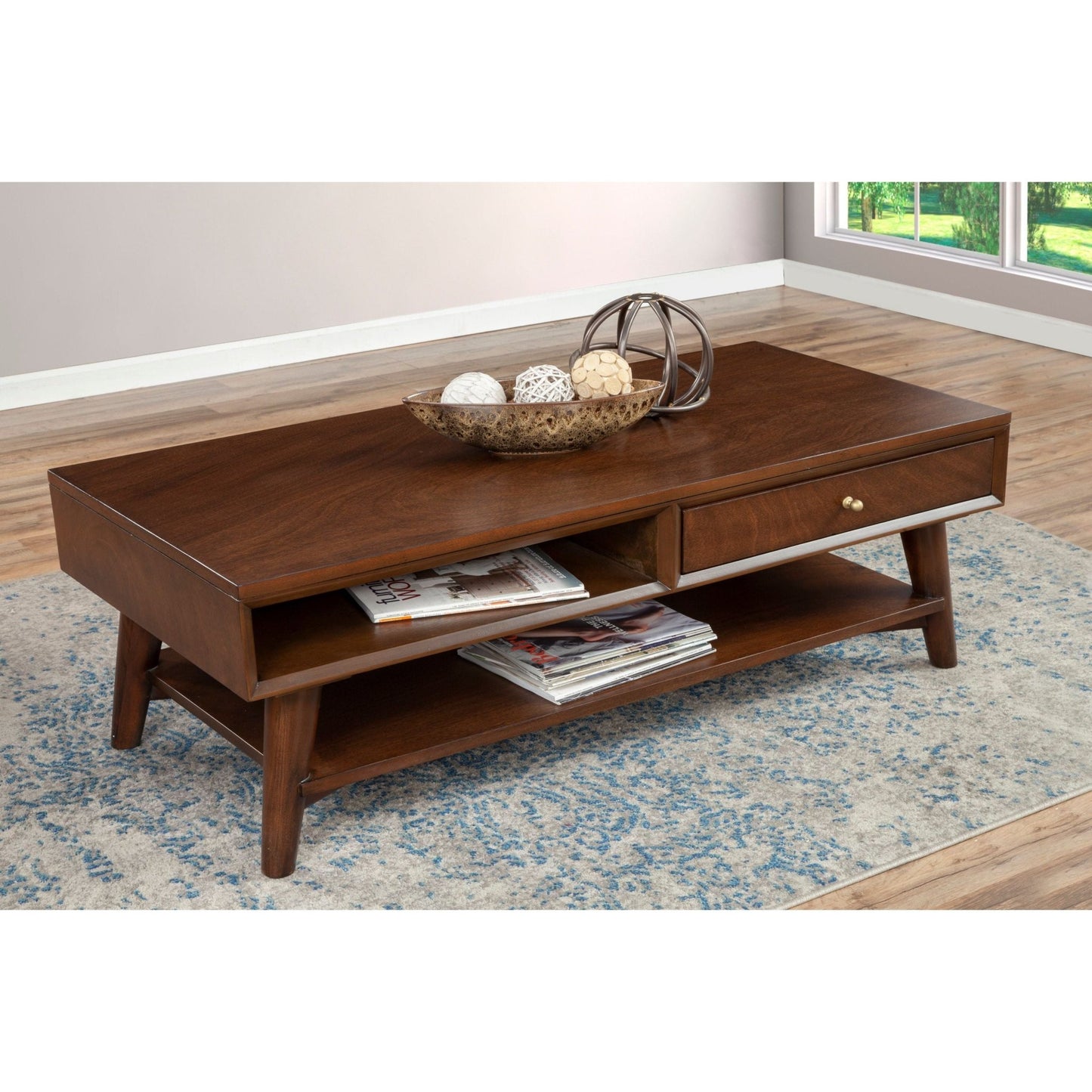 Flynn Coffee Table, Walnut - Alpine Furniture