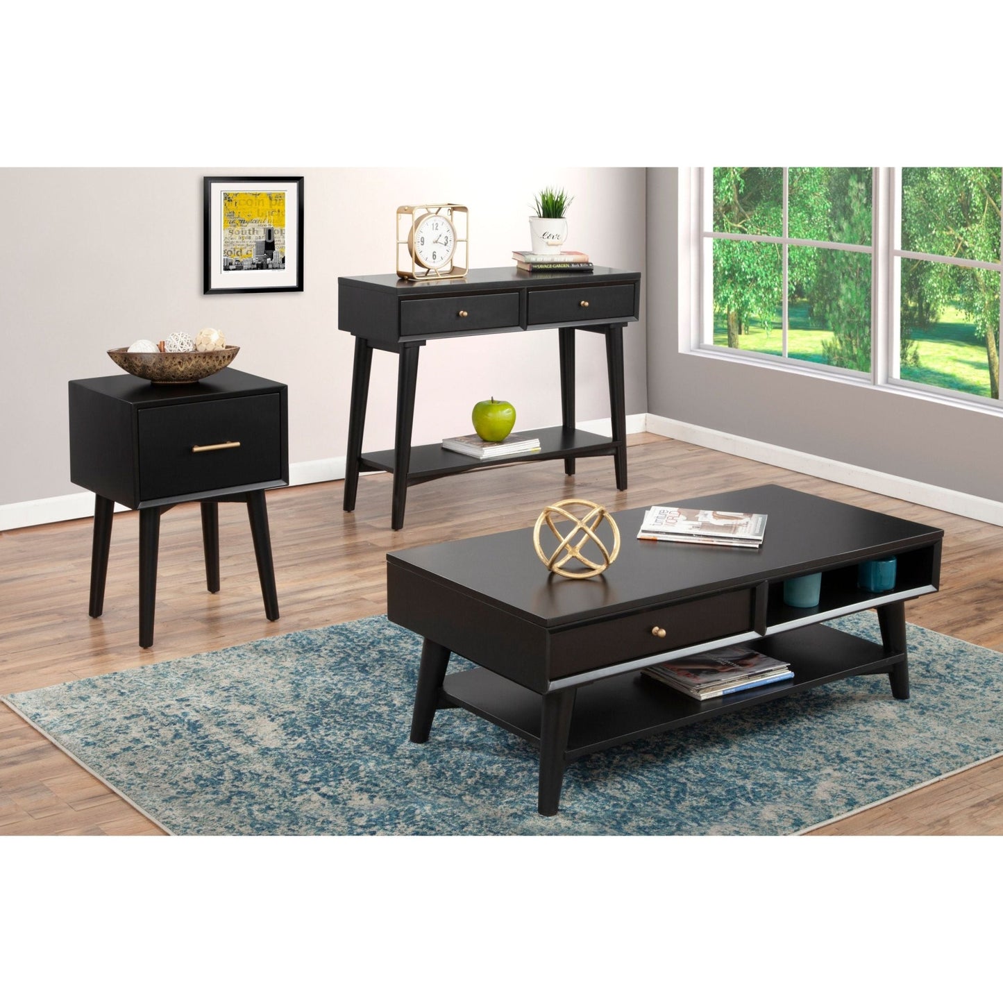 Flynn Console Table, Black - Alpine Furniture